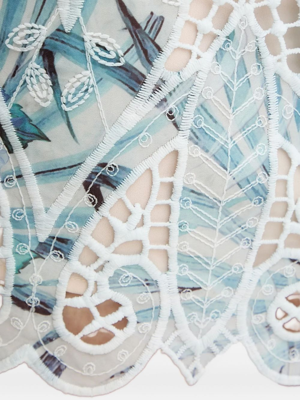 leaf-print embroidered skirt - 4