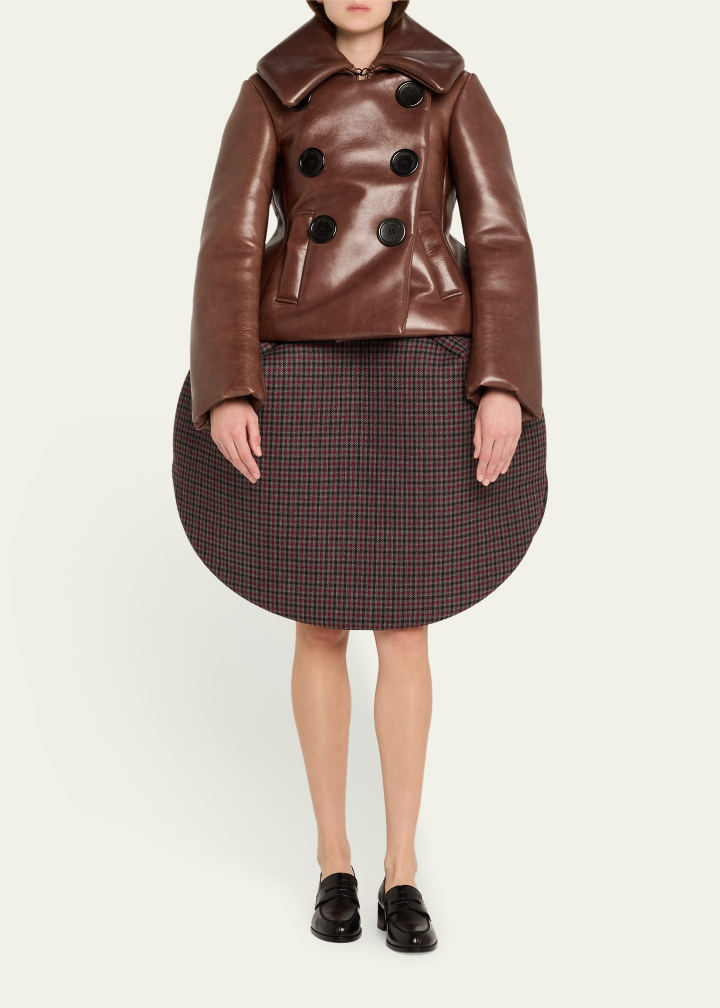 Check Wool Circular Skirt - 2