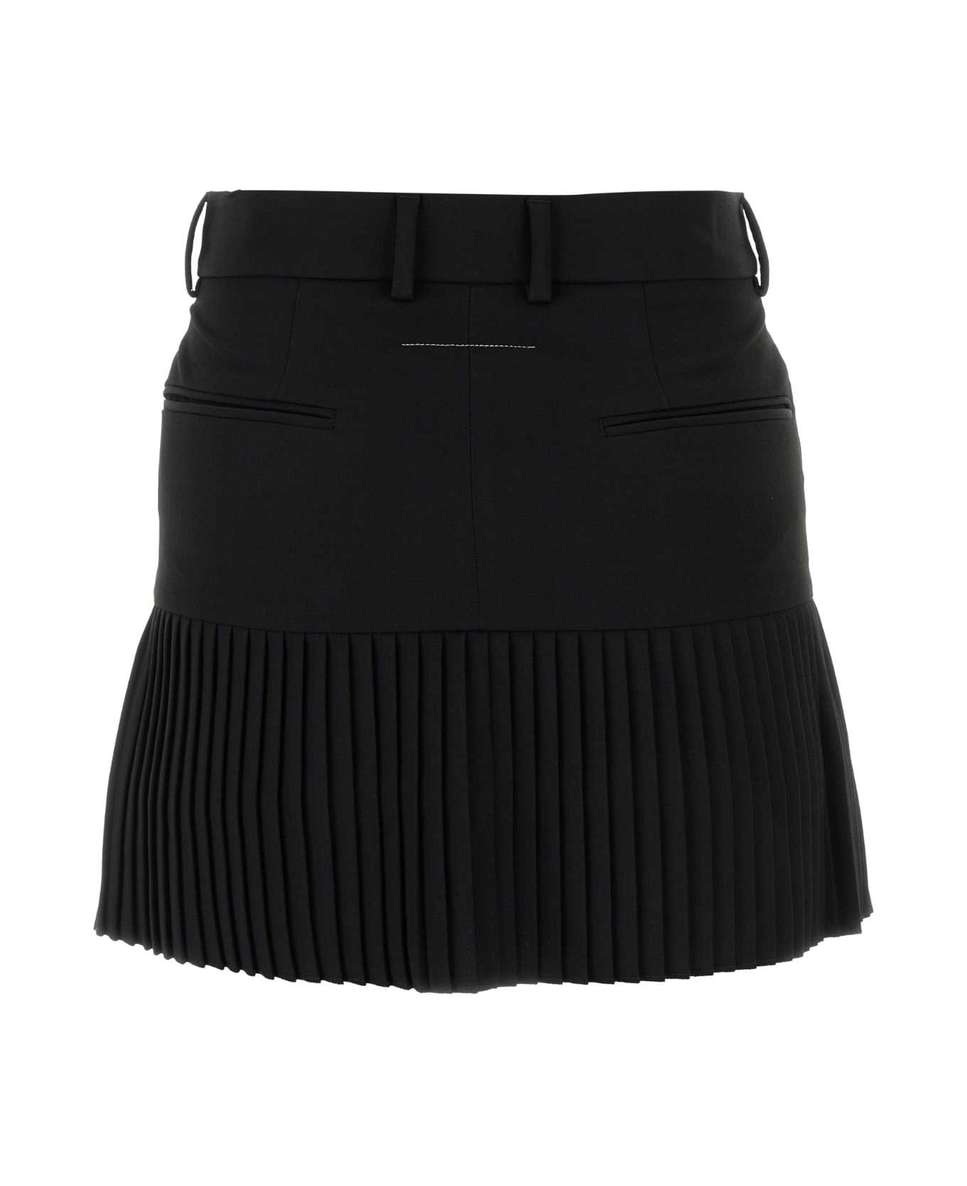 Black Stretch Twill Mini Skirt - 2