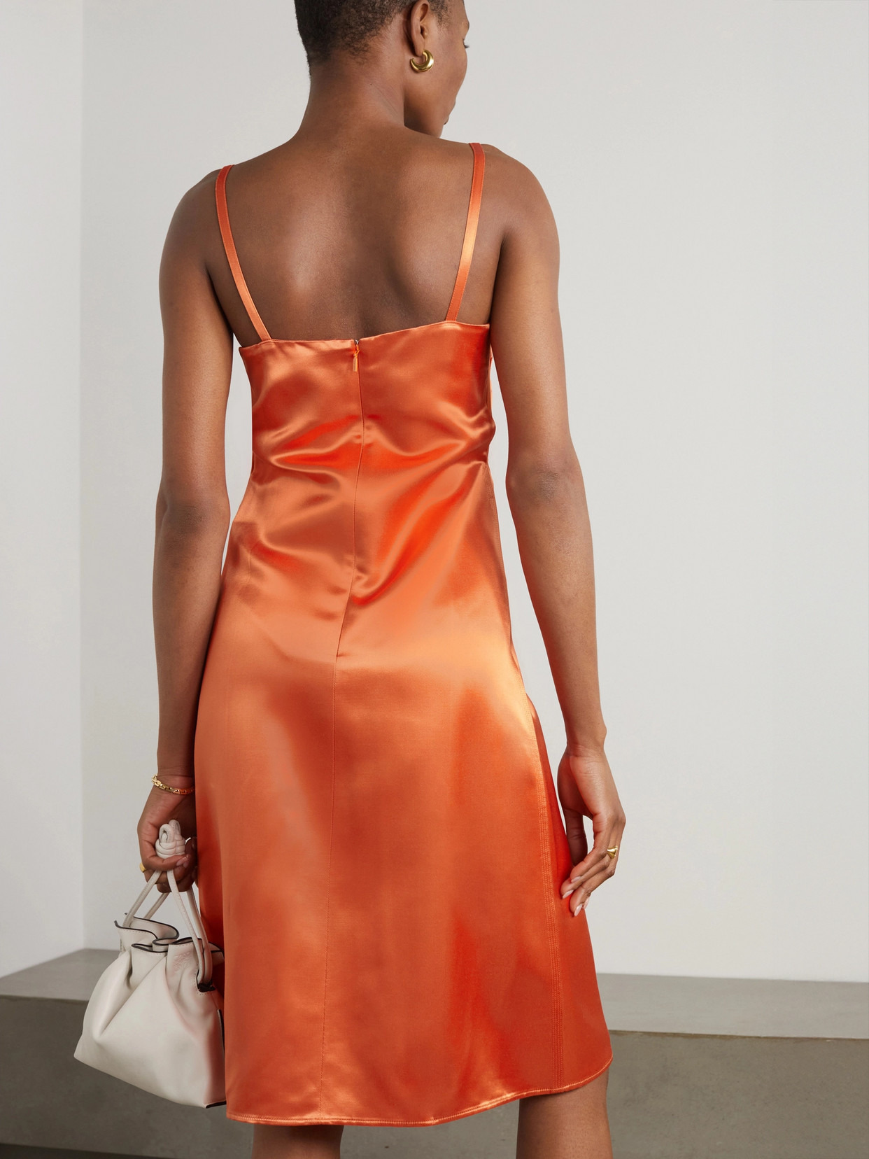 Silk-paneled Satin Dress - 3
