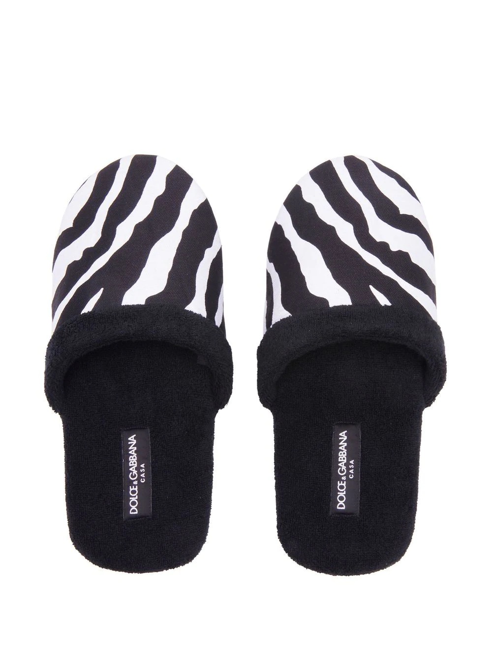 zebra-print terry-cloth slippers - 4