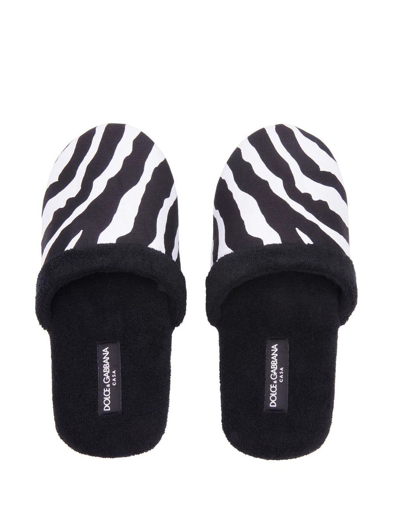 zebra-print terry-cloth slippers 4