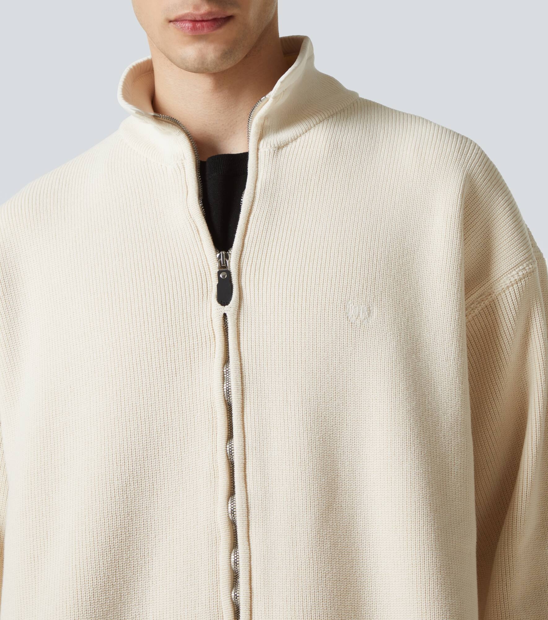 Logo cotton-blend zip-up cardigan - 5