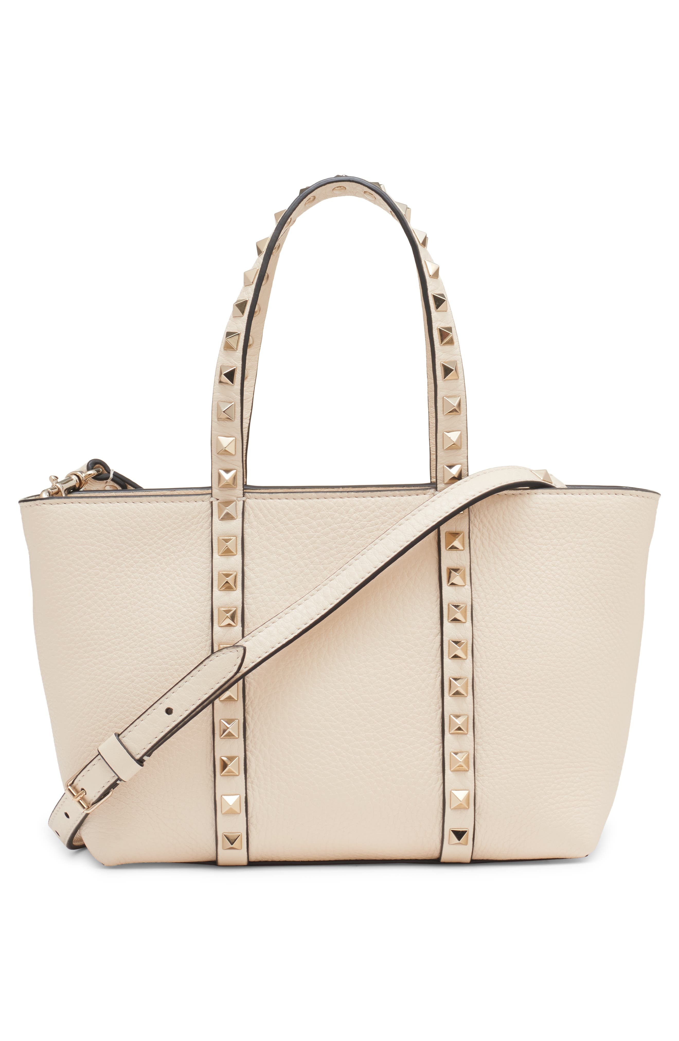 Valentino Garavani Mini Rockstud Leather Tote in Light Ivory at Nordstrom - 4