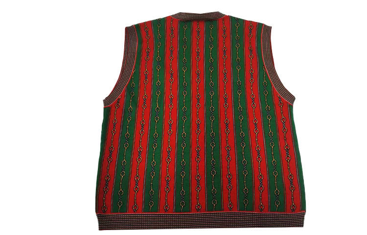 Gucci Horsebit Chain Print V-Neck Vest 'Red Green' 562950-XKAKW-6527 - 2
