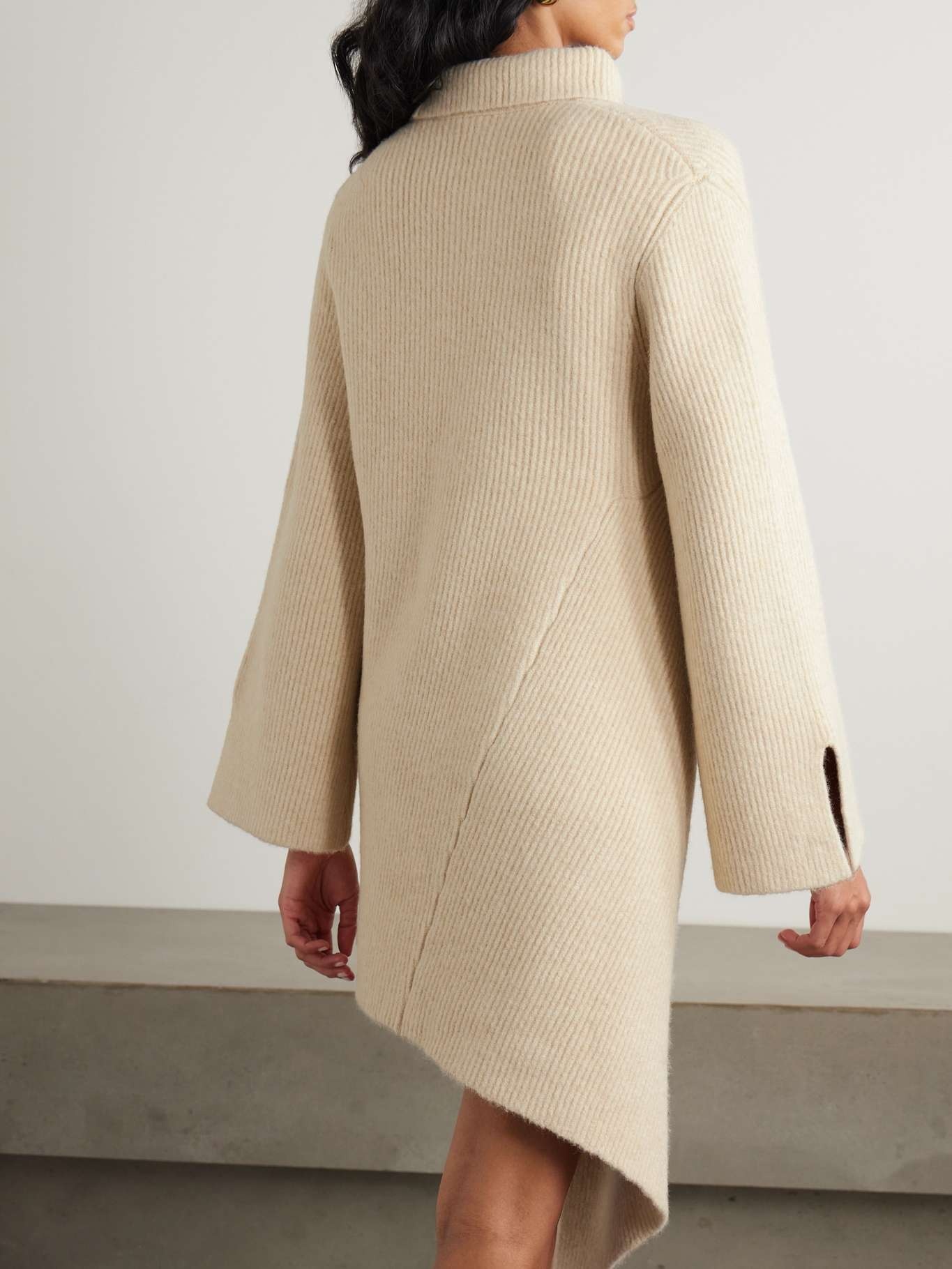 Cooke gathered asymmetric ribbed-knit turtleneck dress - 3