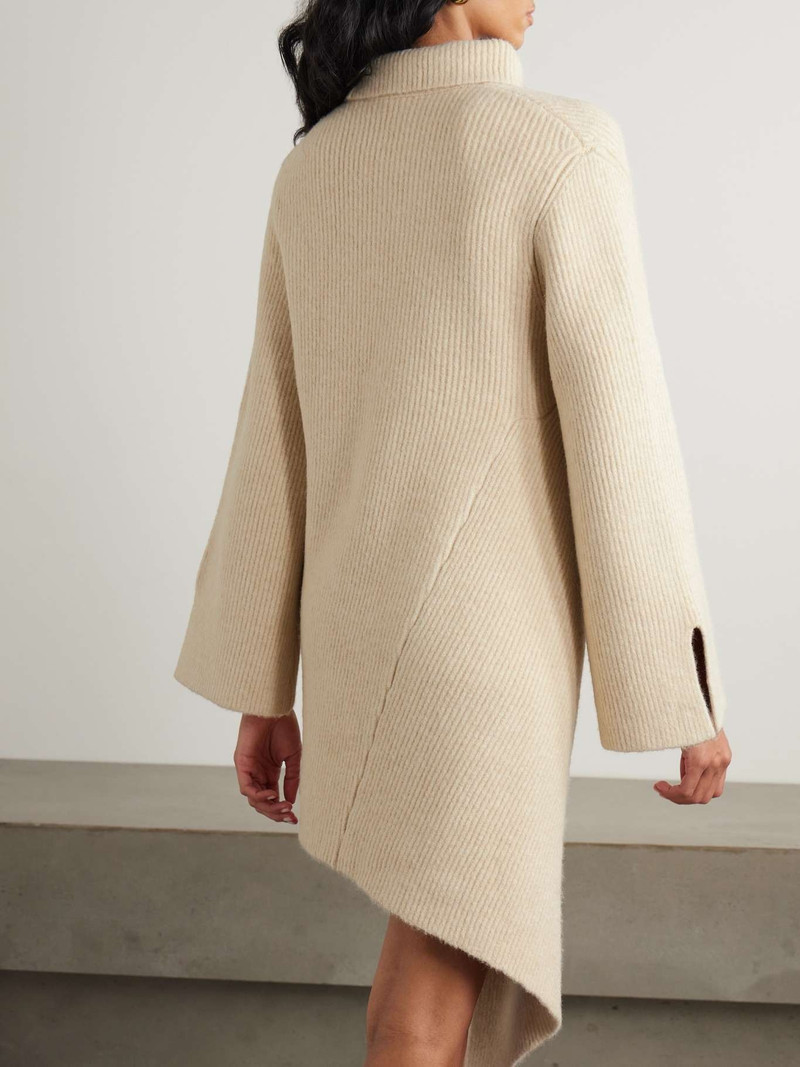 Cooke gathered asymmetric ribbed-knit turtleneck dress 3