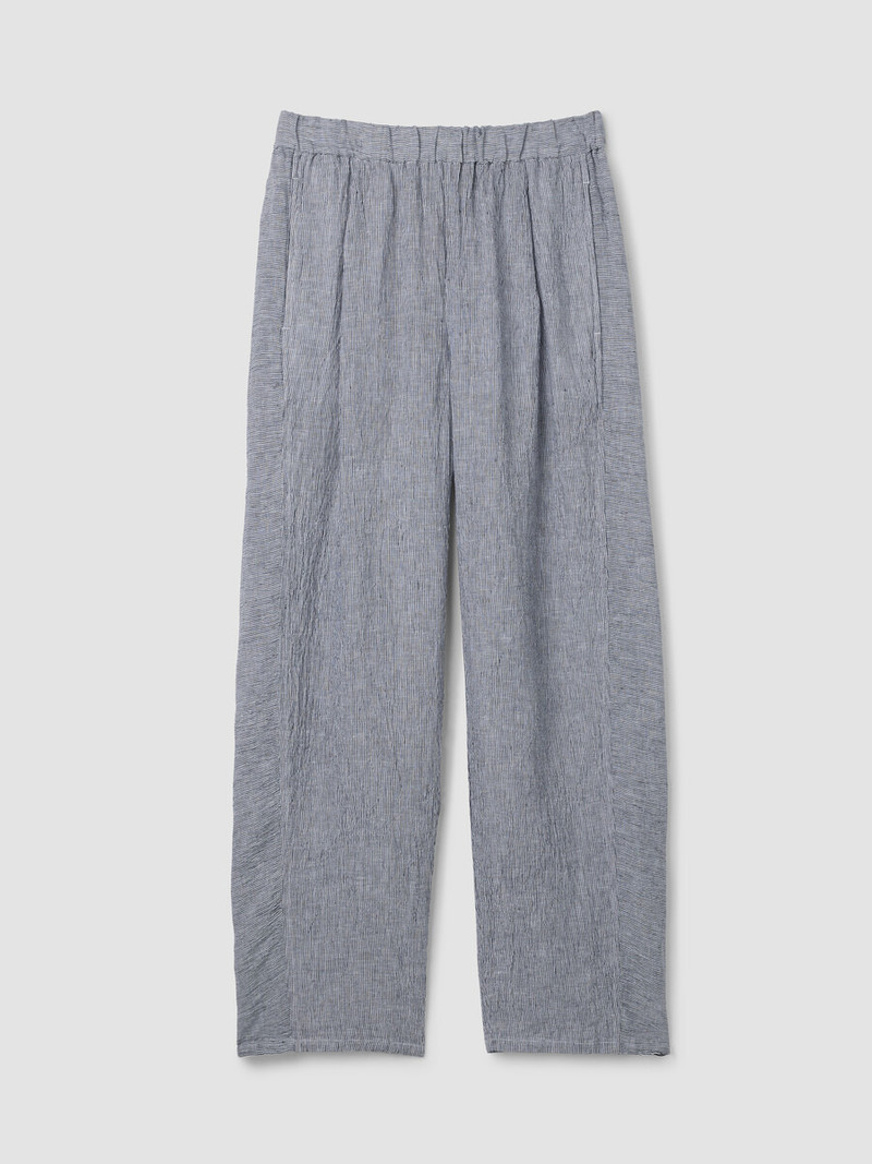 Puckered Organic Linen Stripe Lantern Pant 1