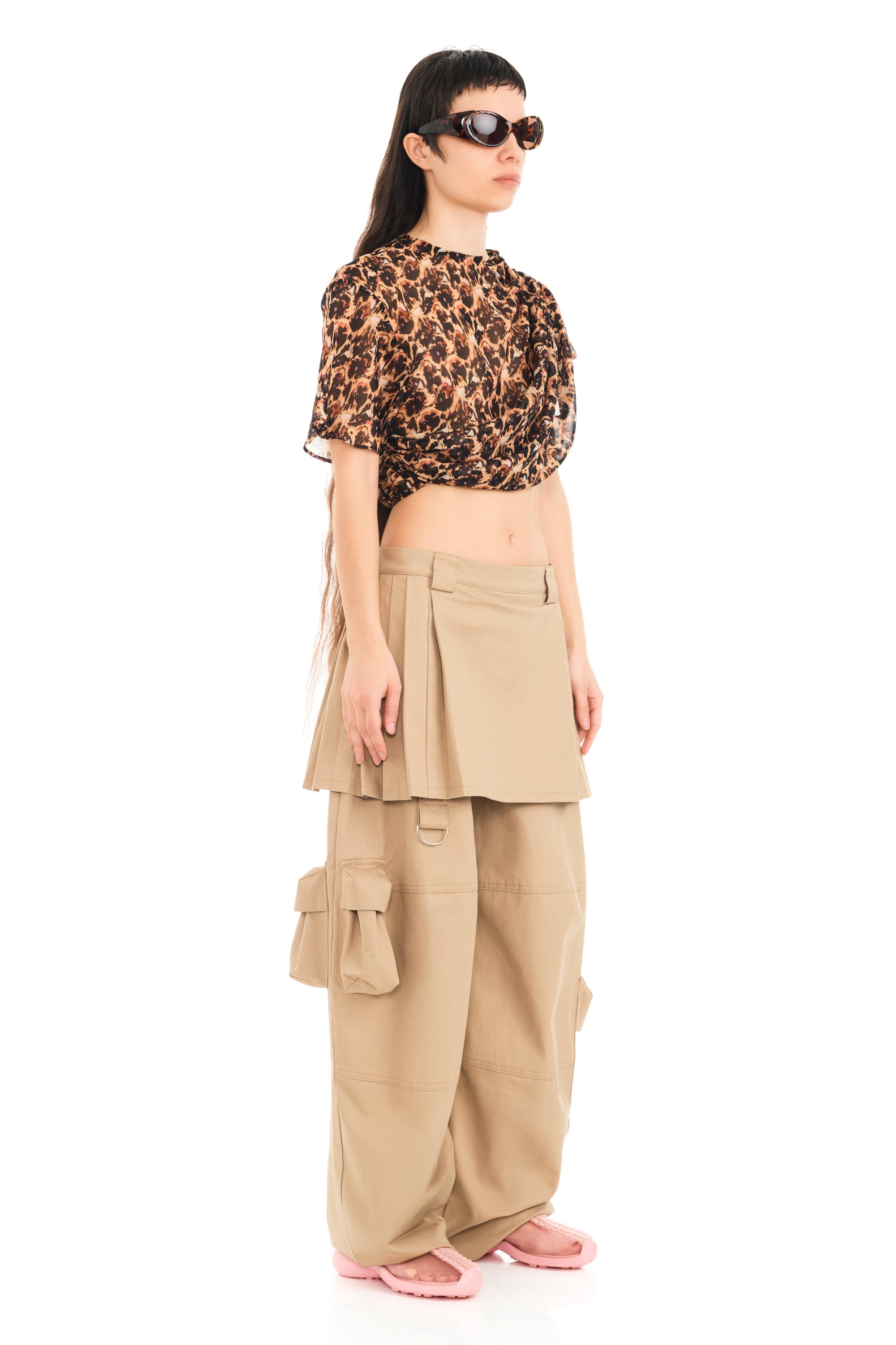 LEOPARD PEONY EVA DRAPED TOP - 7