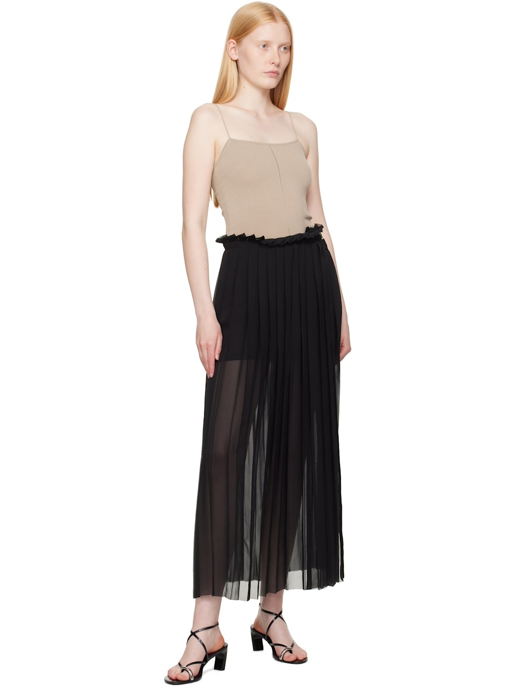 Black Pleated Midi Skirt - 4