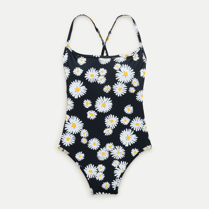 Sydney matte one-piece swimsuit in vintage daisy print 1