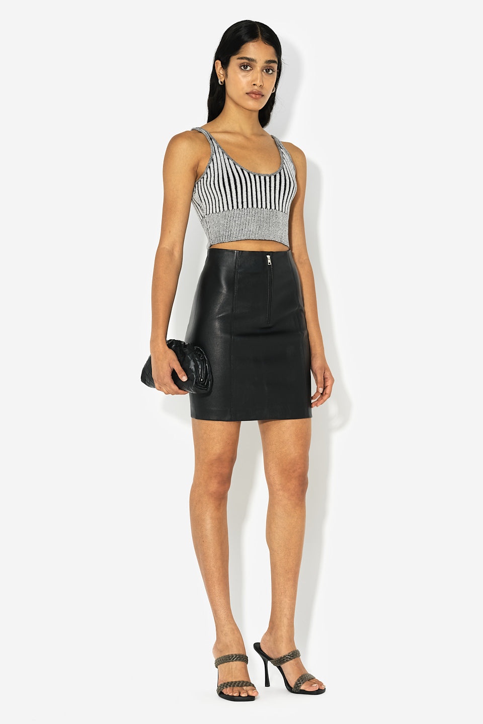 LEATHER HIGH RISE MINI SKIRT - 3