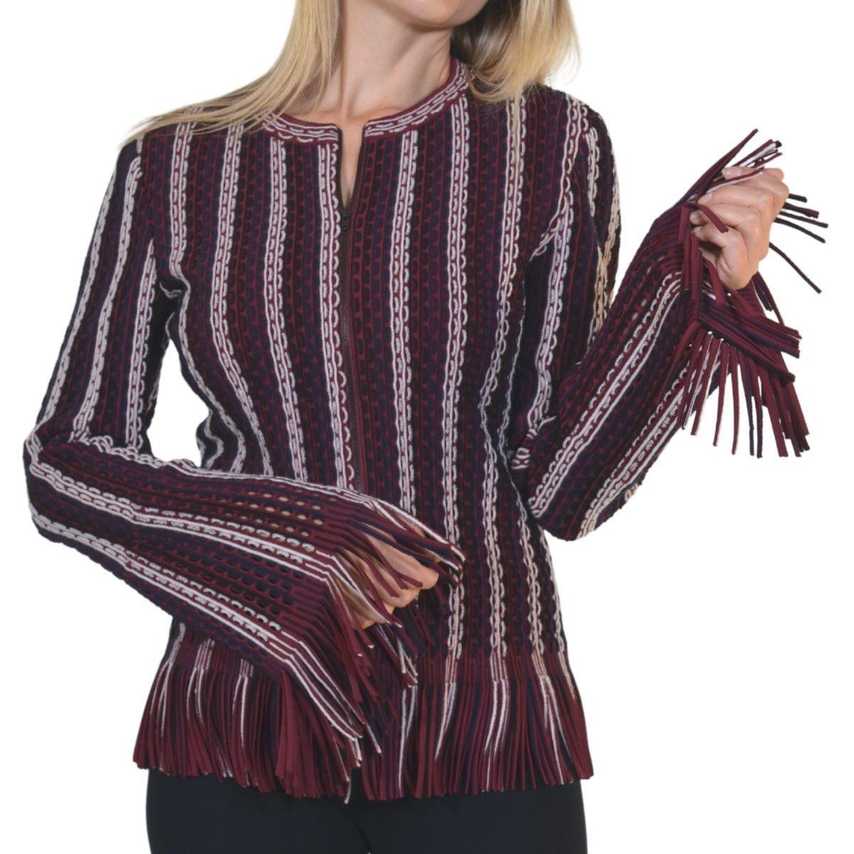 Seamed Knit Moto Fringe Jacket - 4