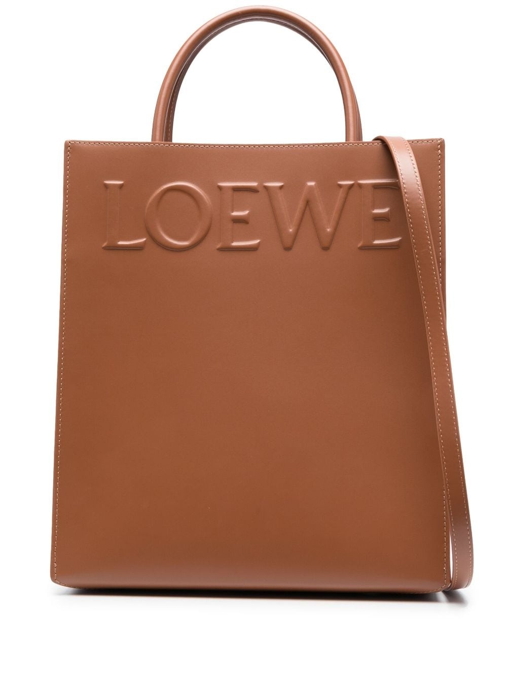 logo-embossed leather tote bag - 1