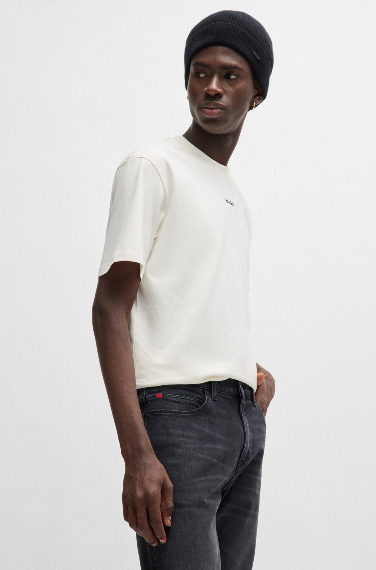SLIM-FIT JEANS IN BLACK STRETCH DENIM - 5