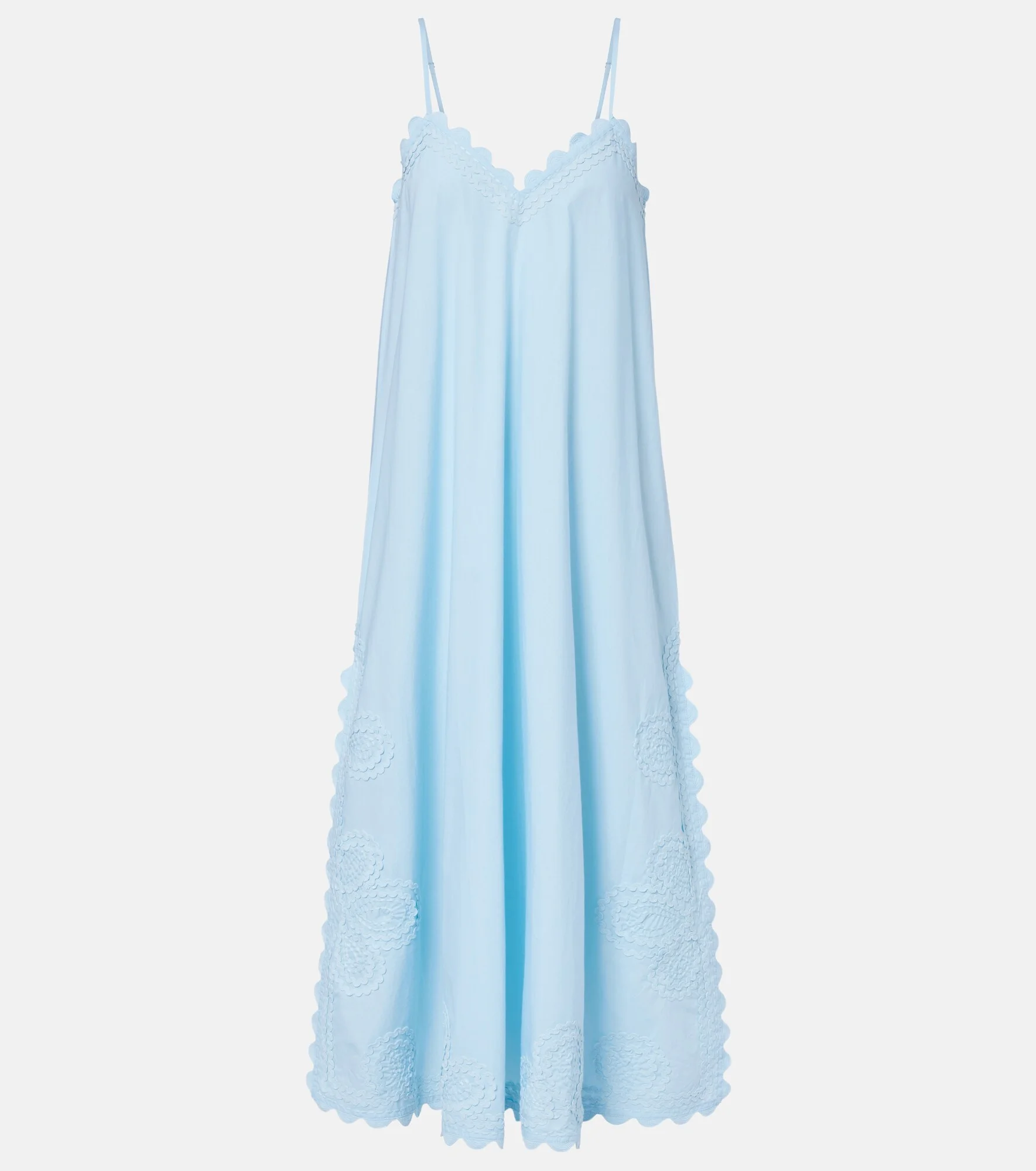 Embroidered scalloped cotton midi dress - 1
