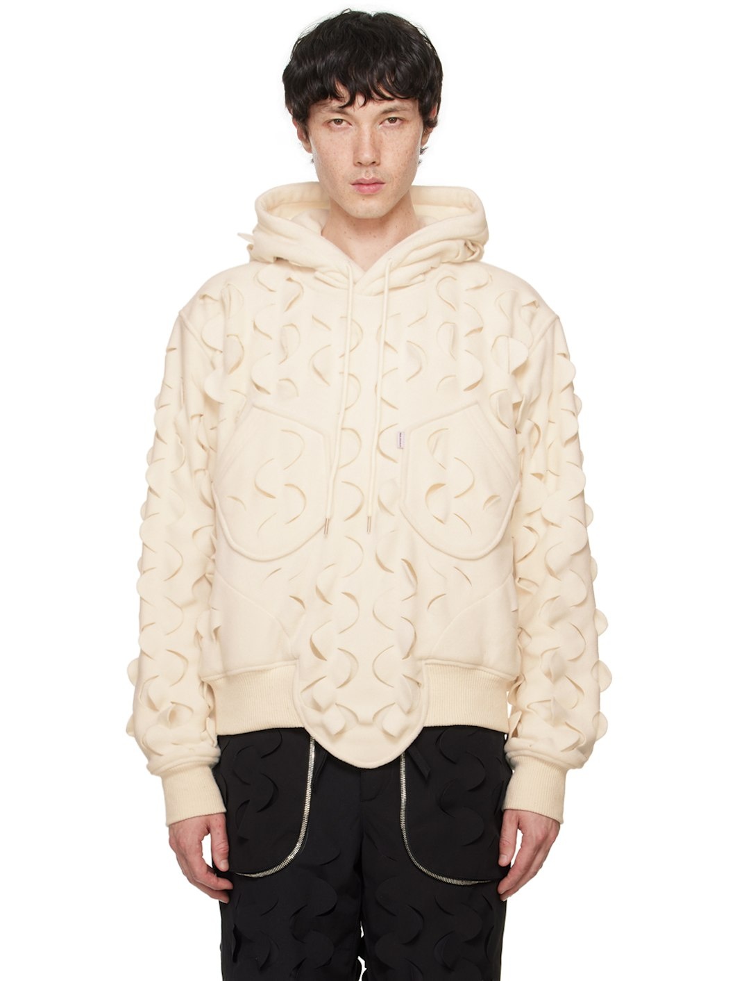 Off-White Laser Slashed Fleece Hoodie - 1