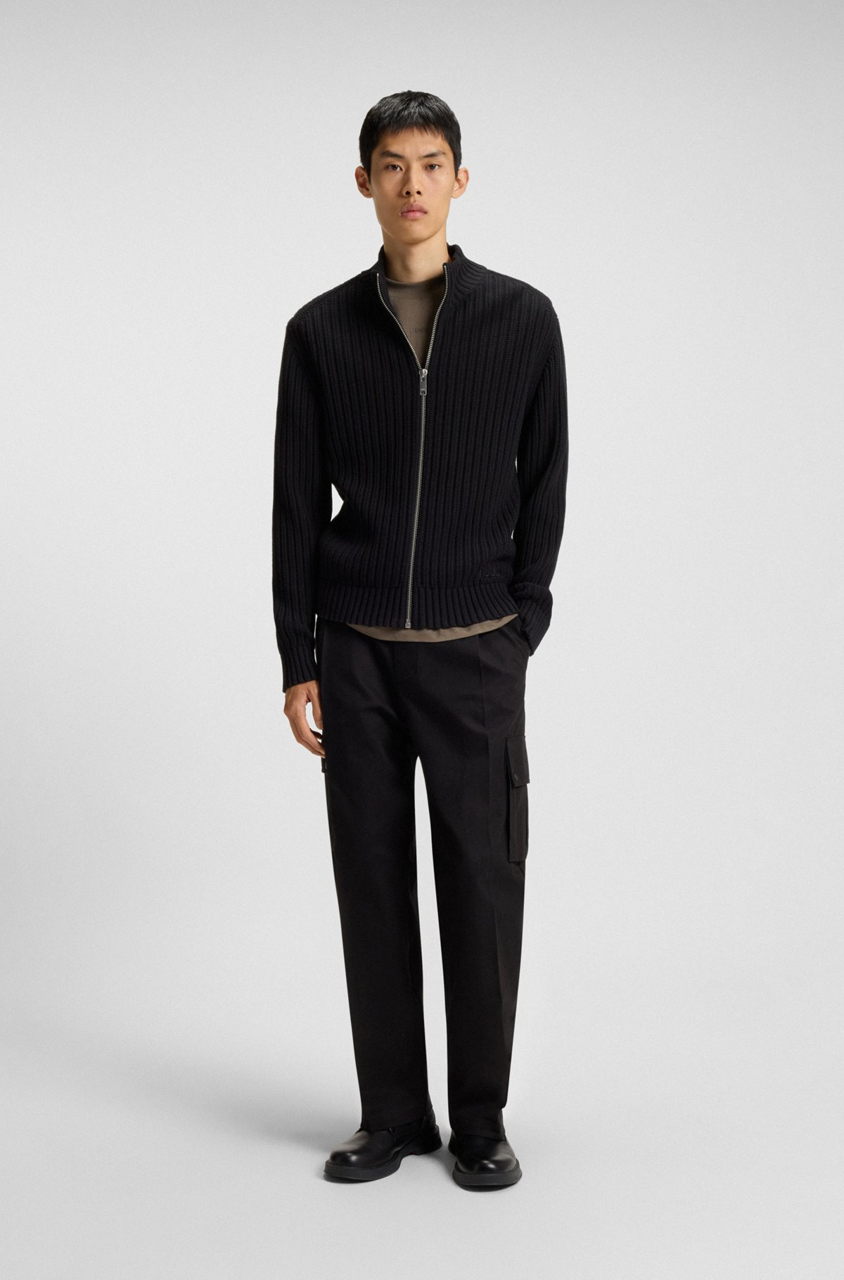 SLIM-FIT CARGO TROUSERS IN MERCERIZED COTTON - 3