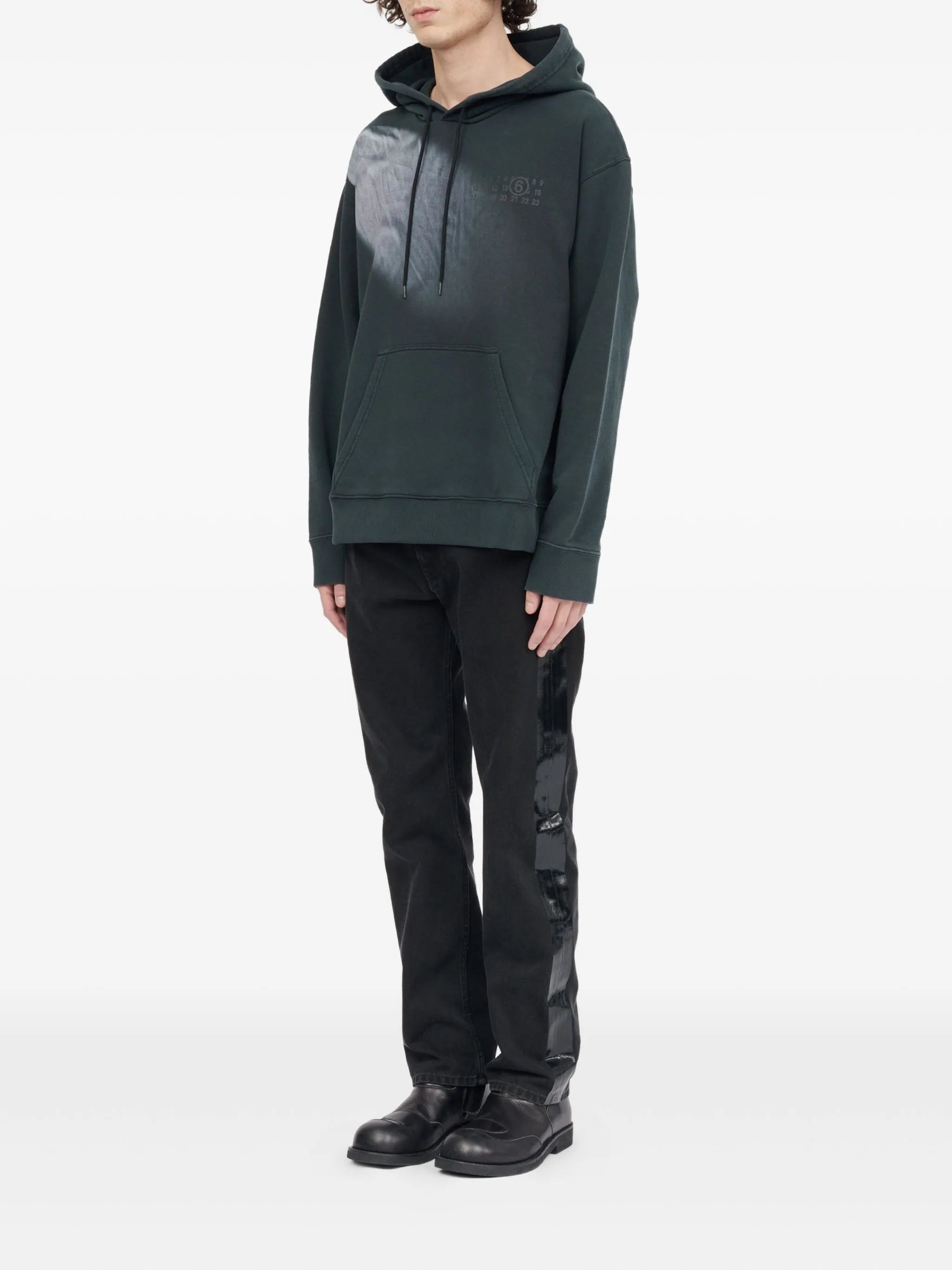 Mm6 Maison Margiela Faded Logo-embroidered Hoodie - 4
