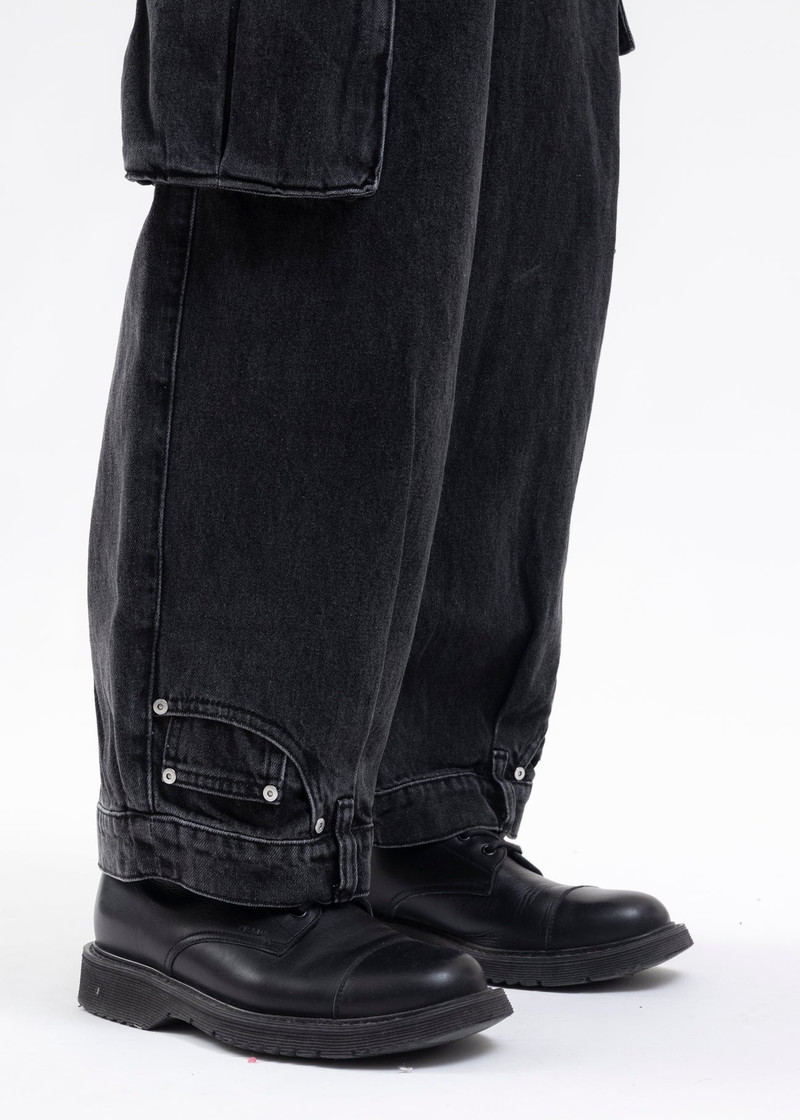 BLACK DOUBLE WAIST DENIM CARGO 5