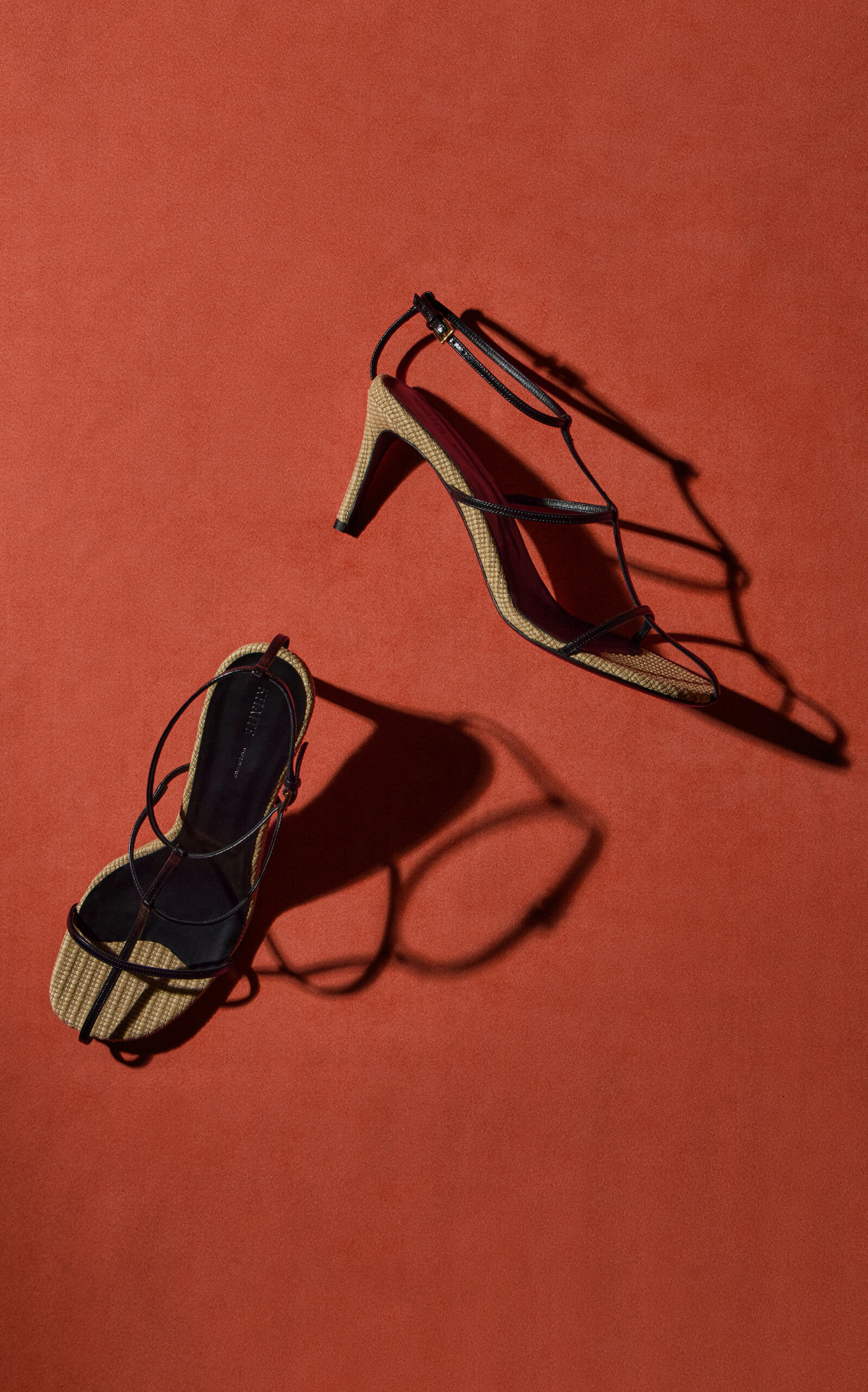 Cage Raffia and Leather Sandals black - 2