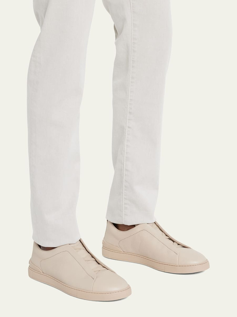 ZEGNA Men's Triple Stitch Deerskin Leather Sneakers outlook