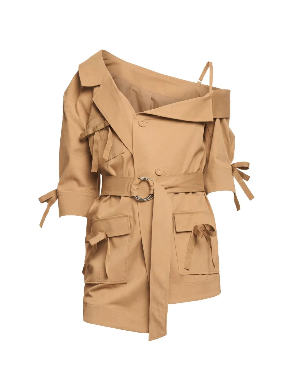 Saige off-shoulder belted jacket - 1