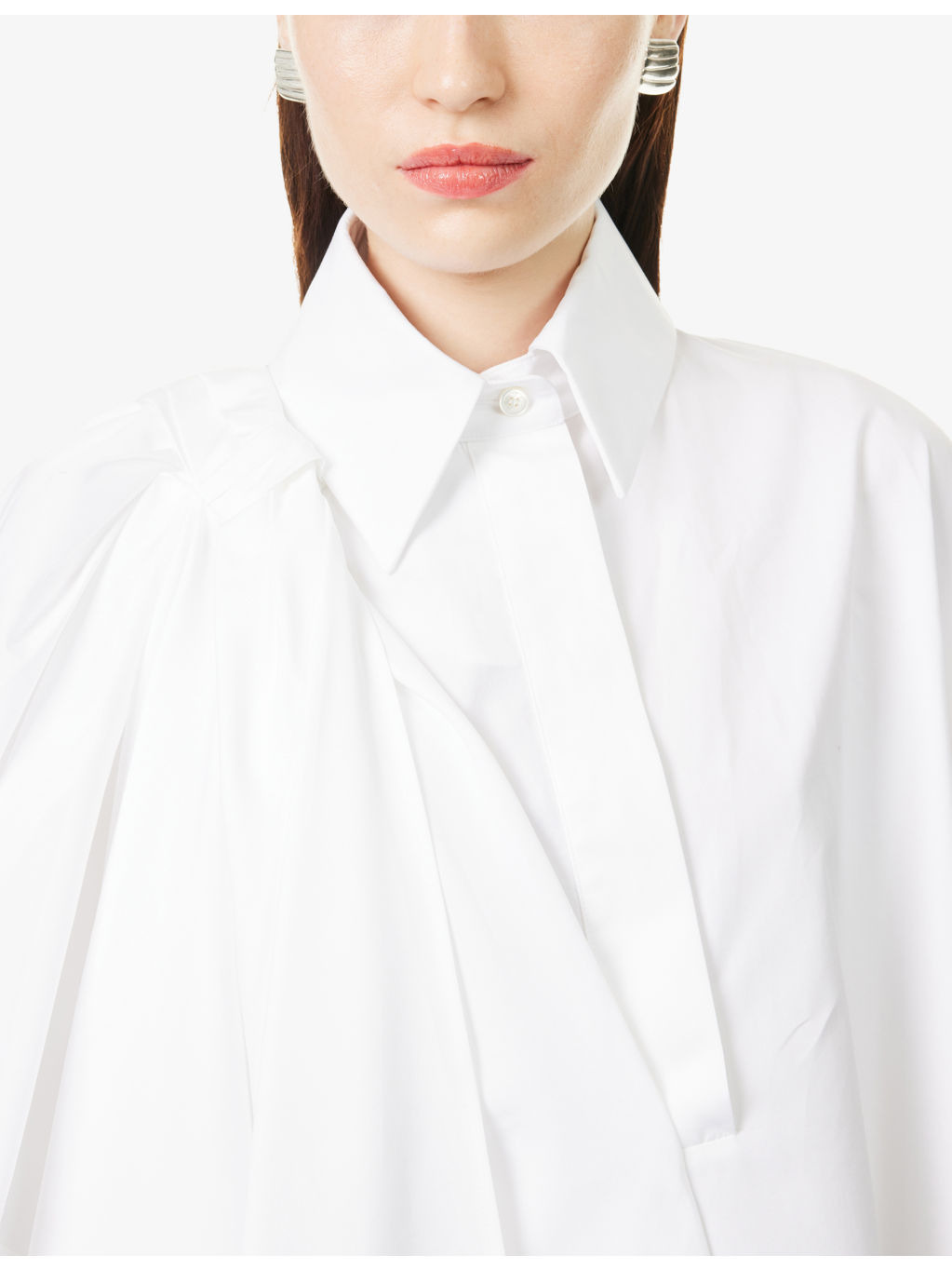 Bow Asymmetric Cotton-Poplin Shirt - 5
