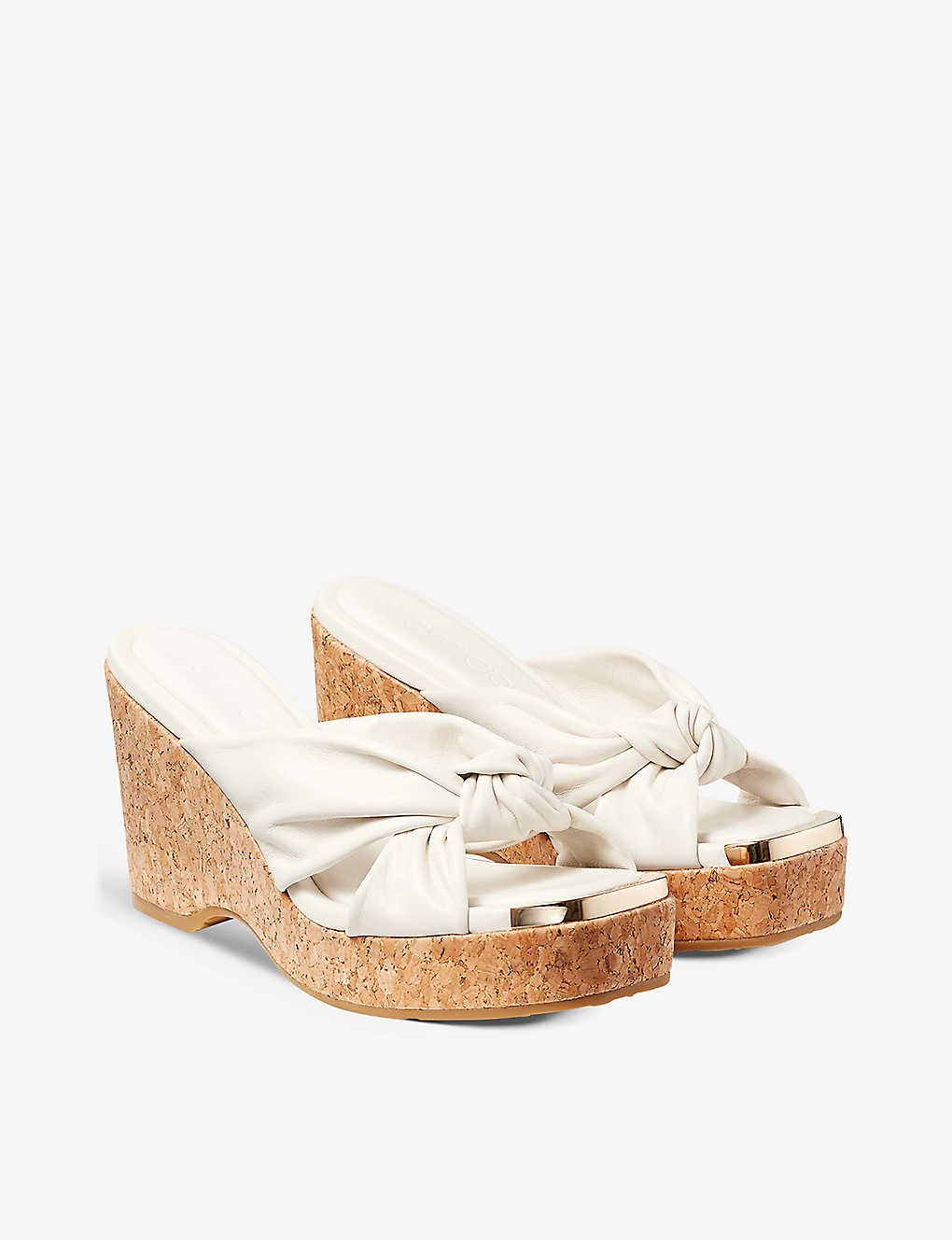 Avenue knot-embellished leather wedge sandals - 3