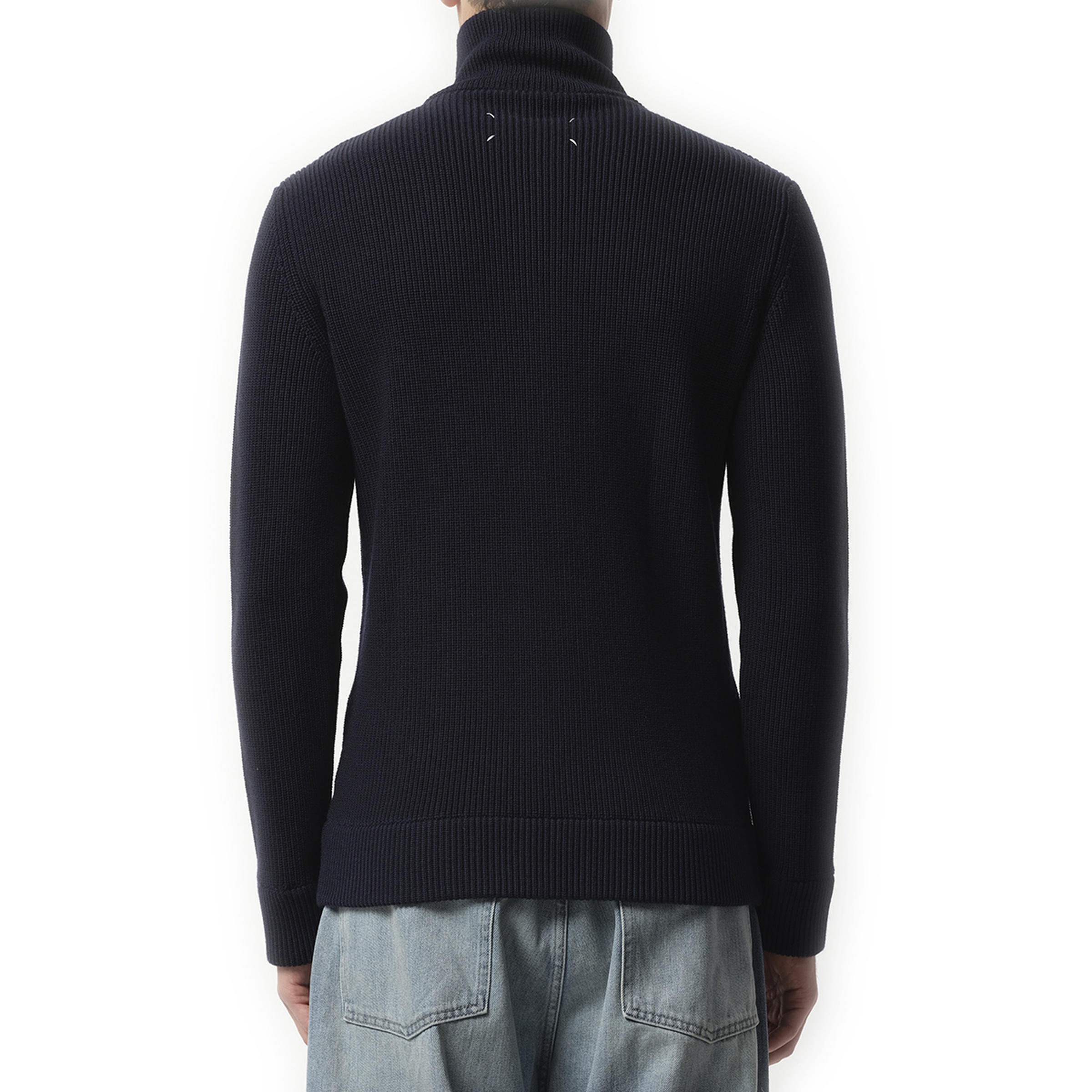 English Rib Zip Cardigan in Navy - 6