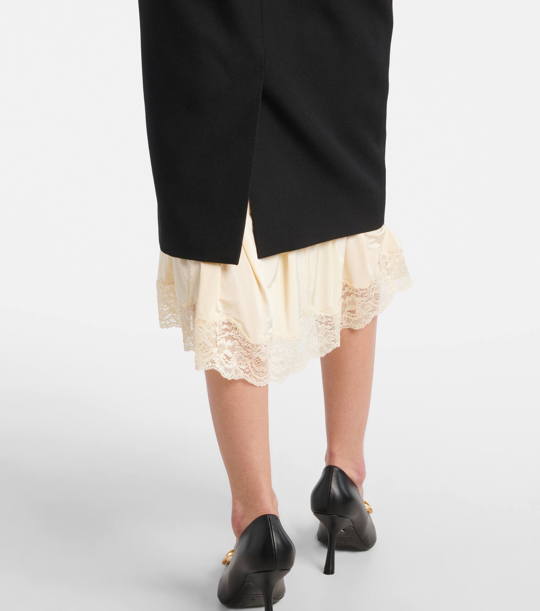 Wool lace-trimmed midi skirt - 6
