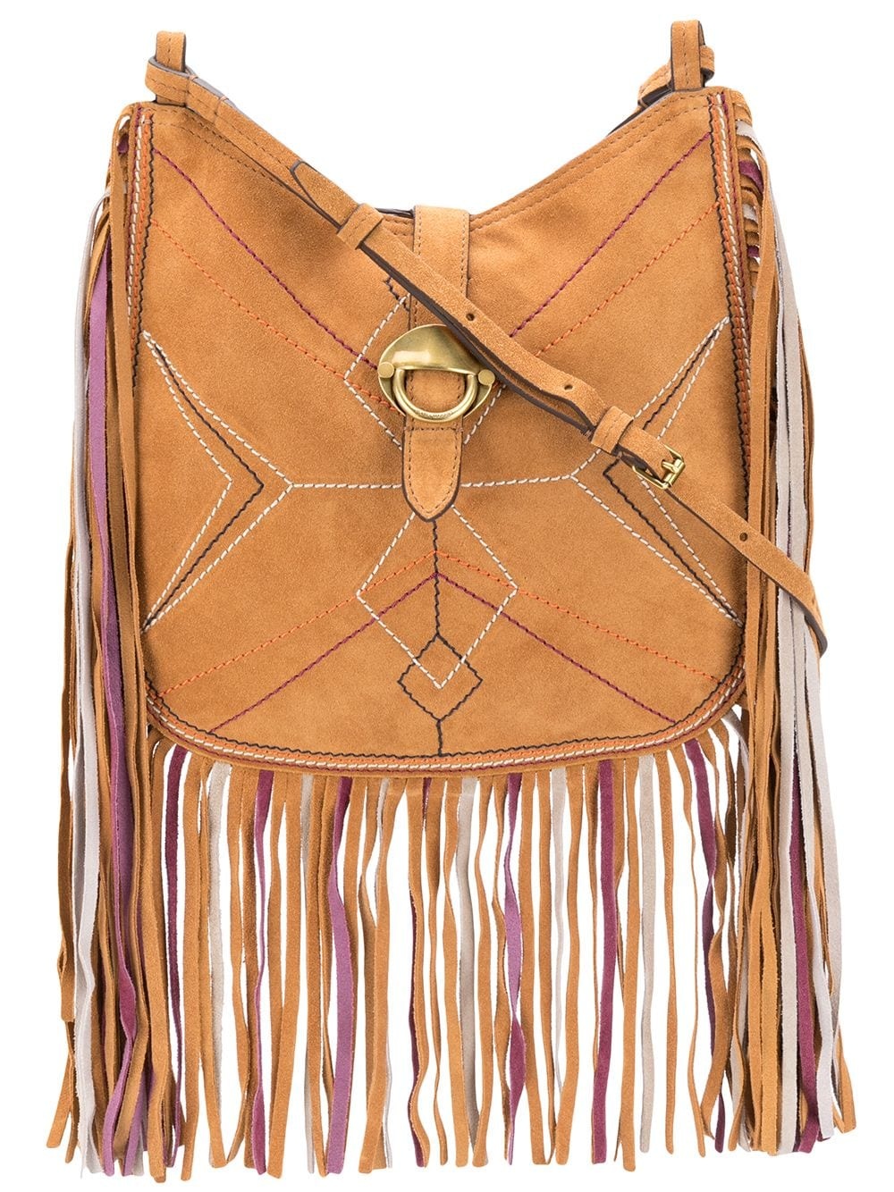 embroidered fringe shoulder bag - 1