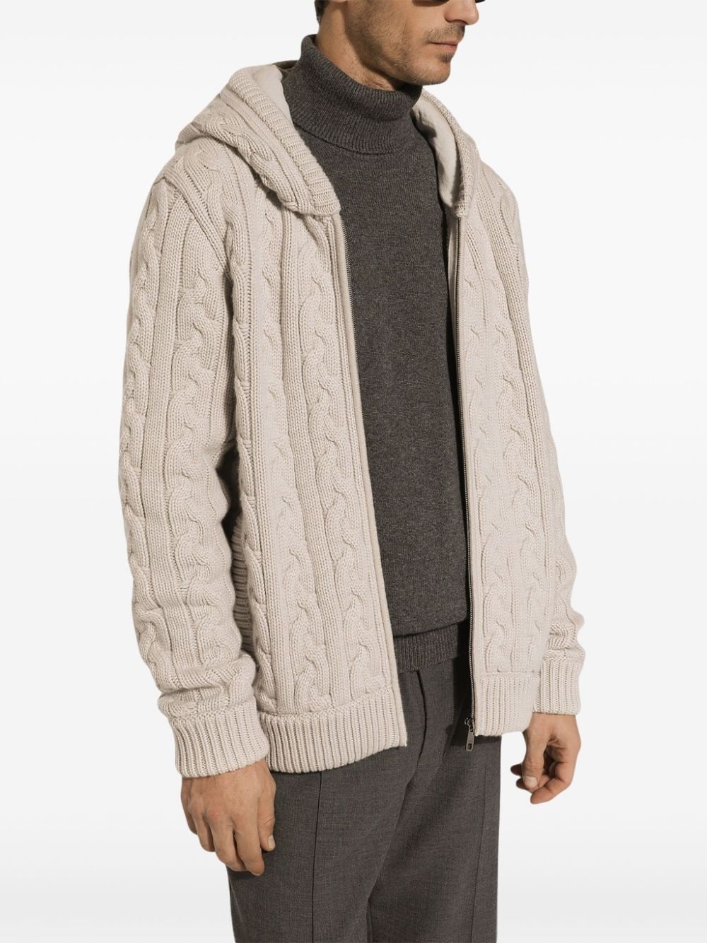 cable-knit hoodie - 4