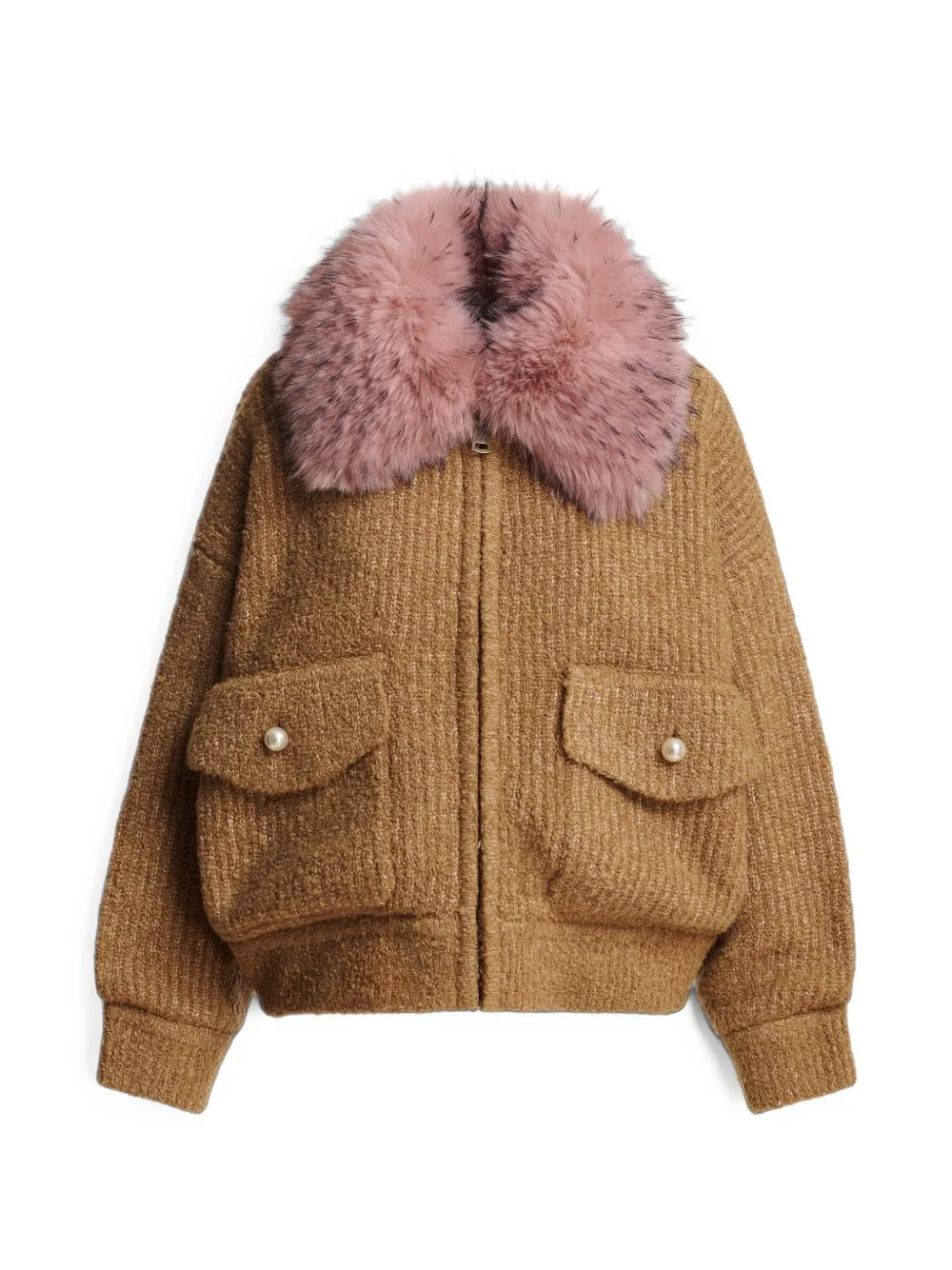 Kanada faux-fur collar bouclé cardigan - 1