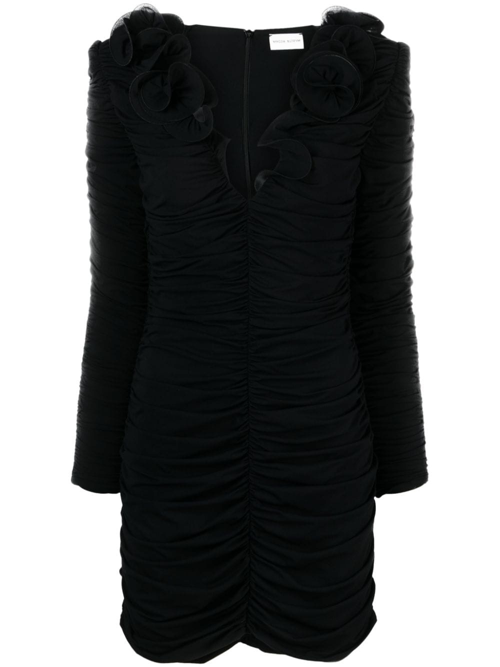 Flower decolte long-sleeve minidress - 1
