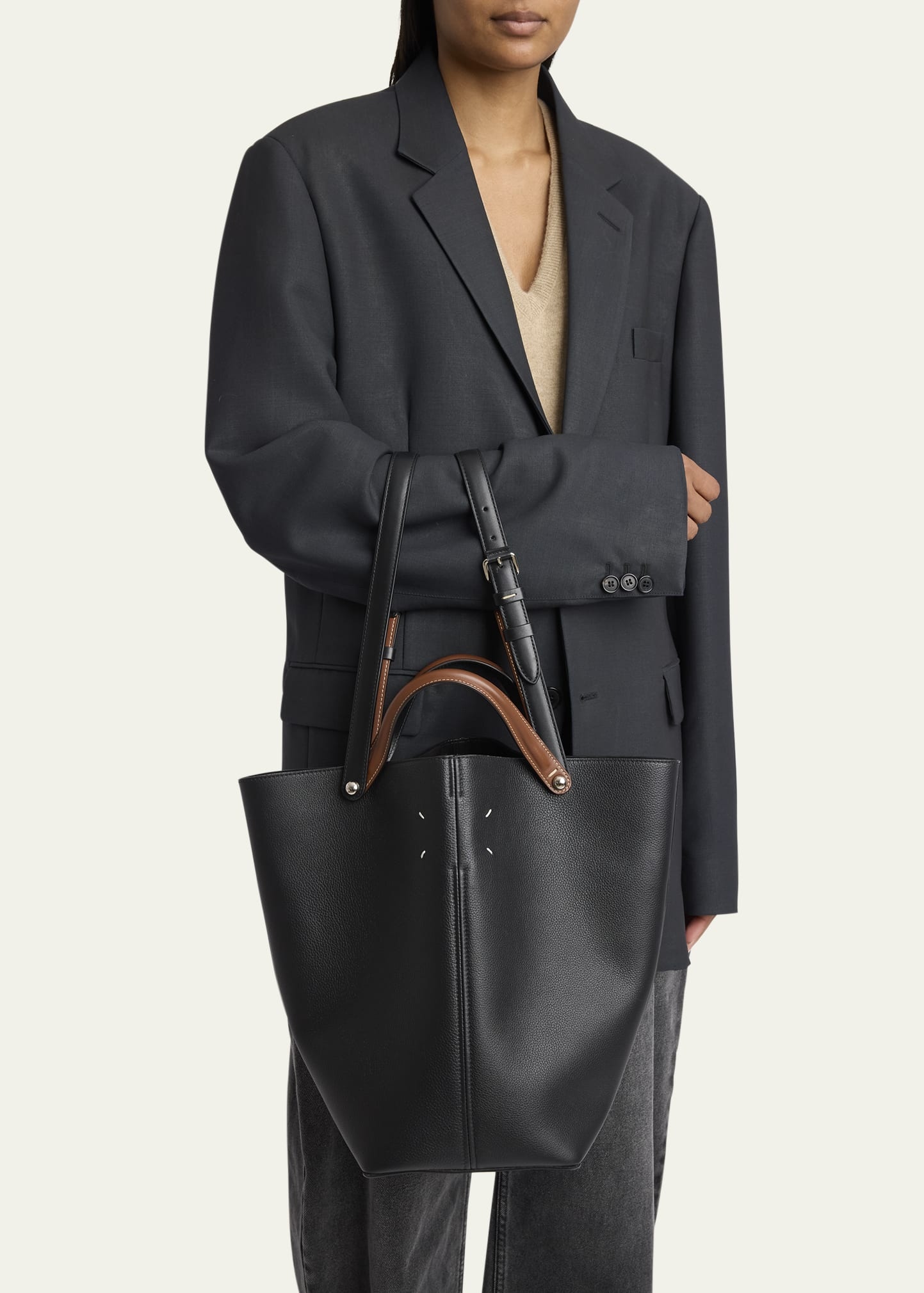 Medium Leather Shopper Tote Bag - 2