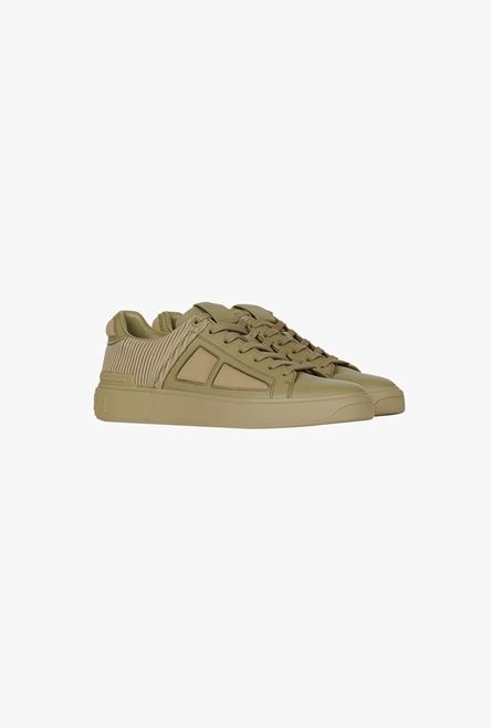 Khaki calfskin and neoprene B-Court sneakers - 2