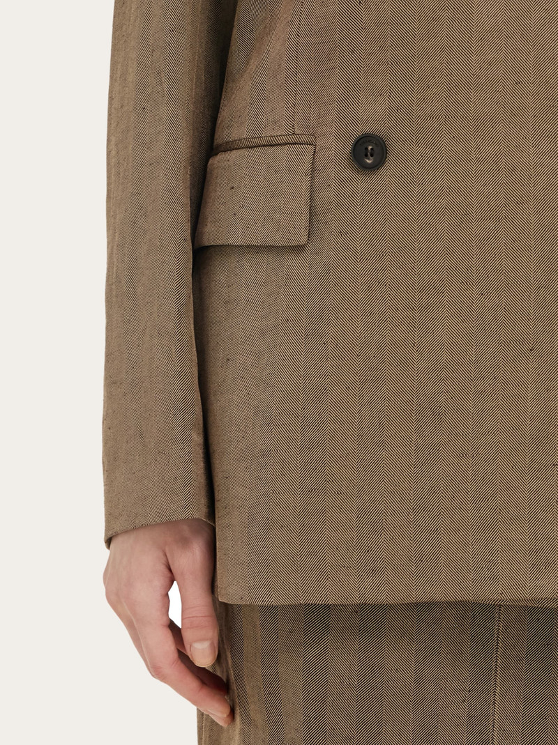 Double breasted linen blend blazer 5