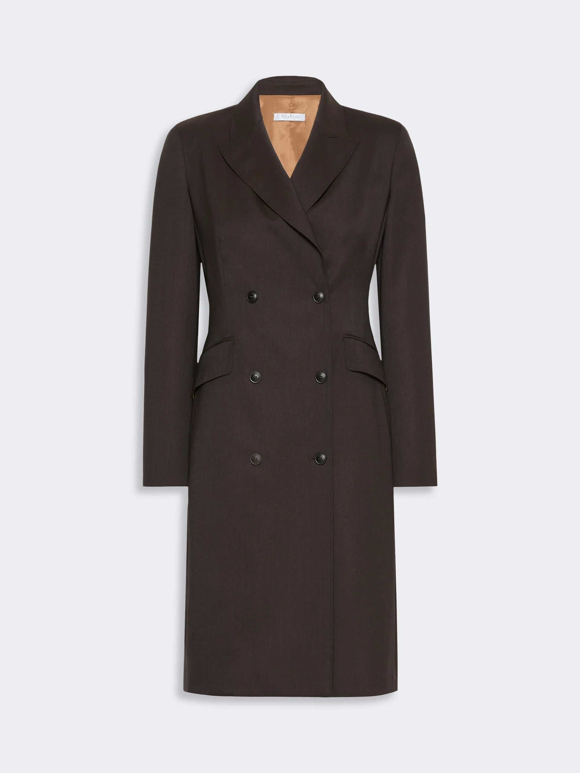 BARDIES Mottled woollen cloth coat dress - DARK BROWN - 1