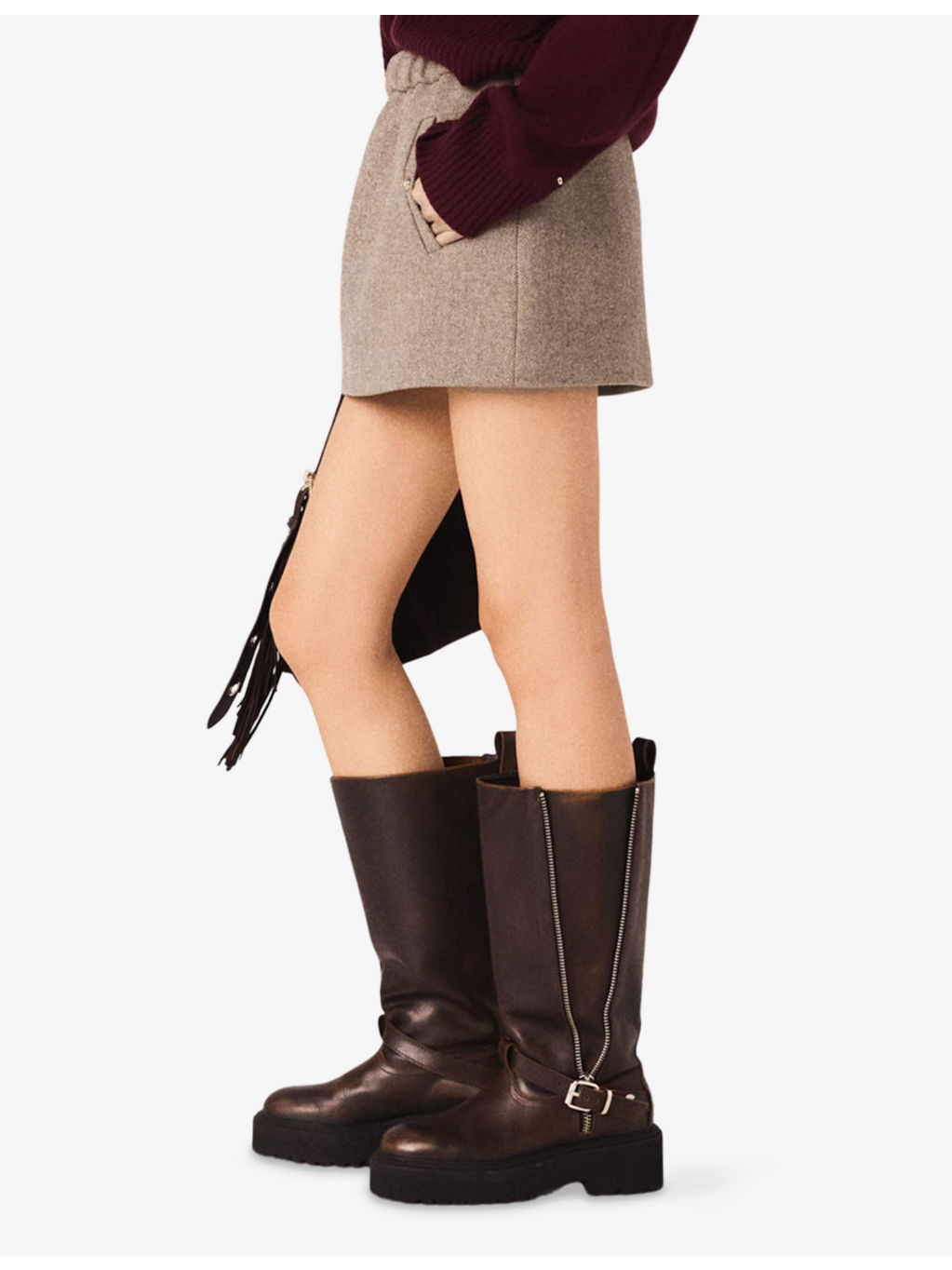 Elasticated-Waist Mid-Rise Wool-Blend Mini Skirt - 3