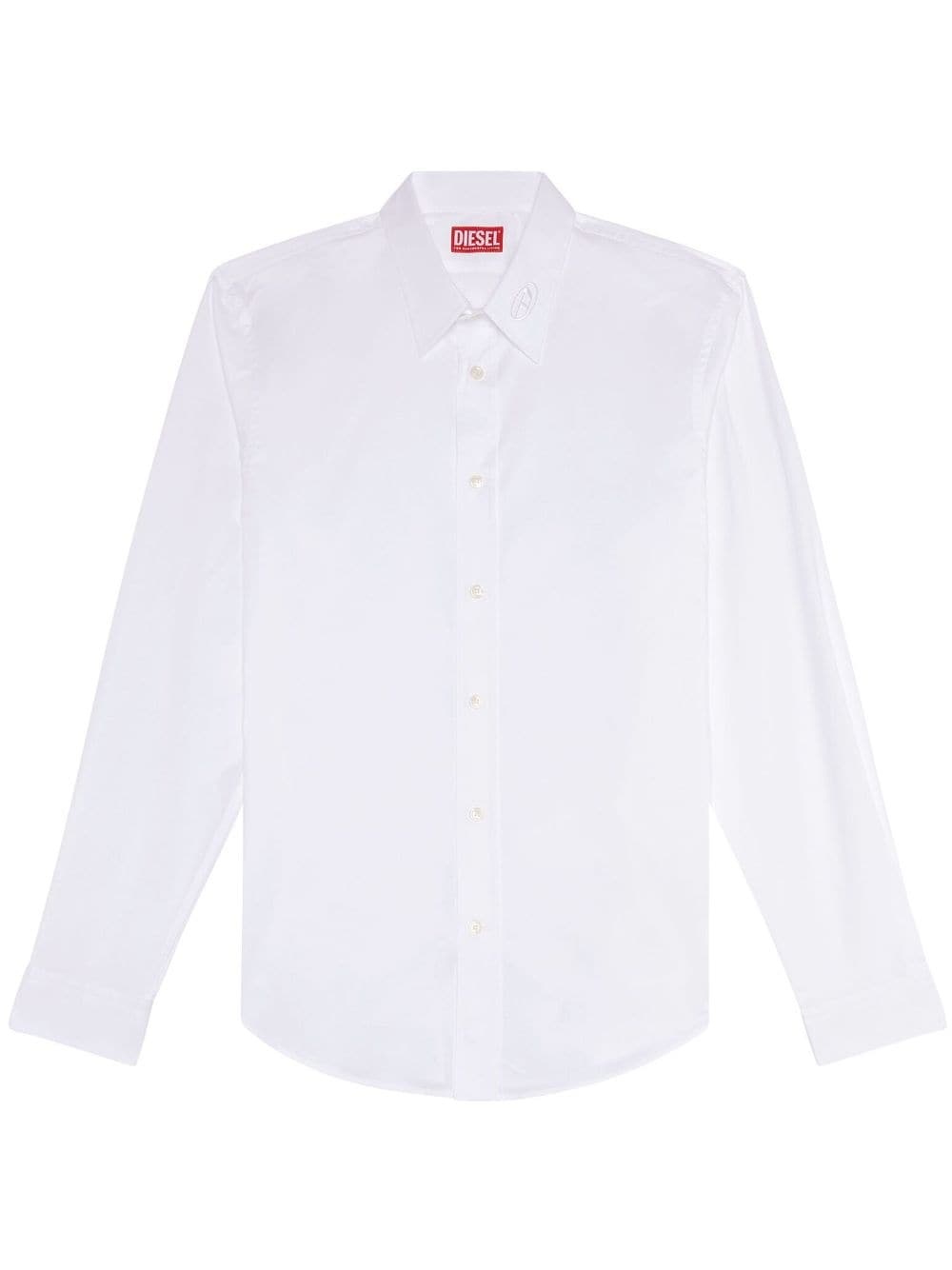 logo-embroidered cotton shirt - 1