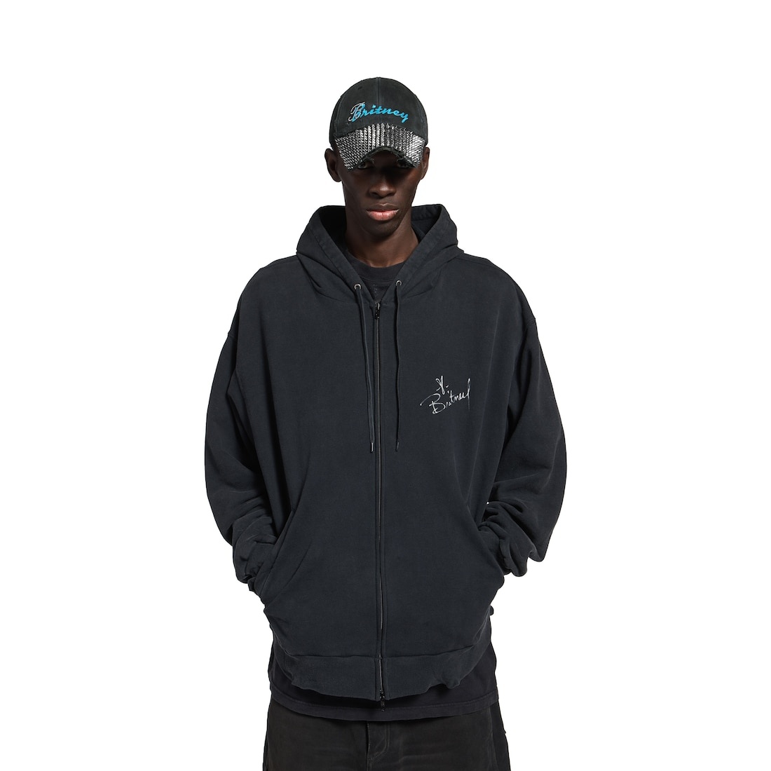 Balenciaga Music | Britney Spears Series Oversized Zip-up Hoodie in Faded Black /blue - 5