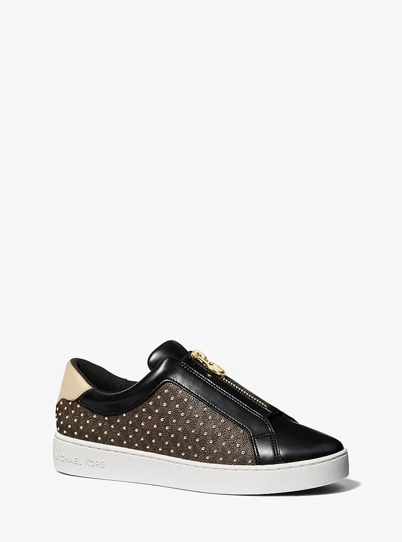 Keaton Embellished Signature Logo Zip-Up Trainer - 1