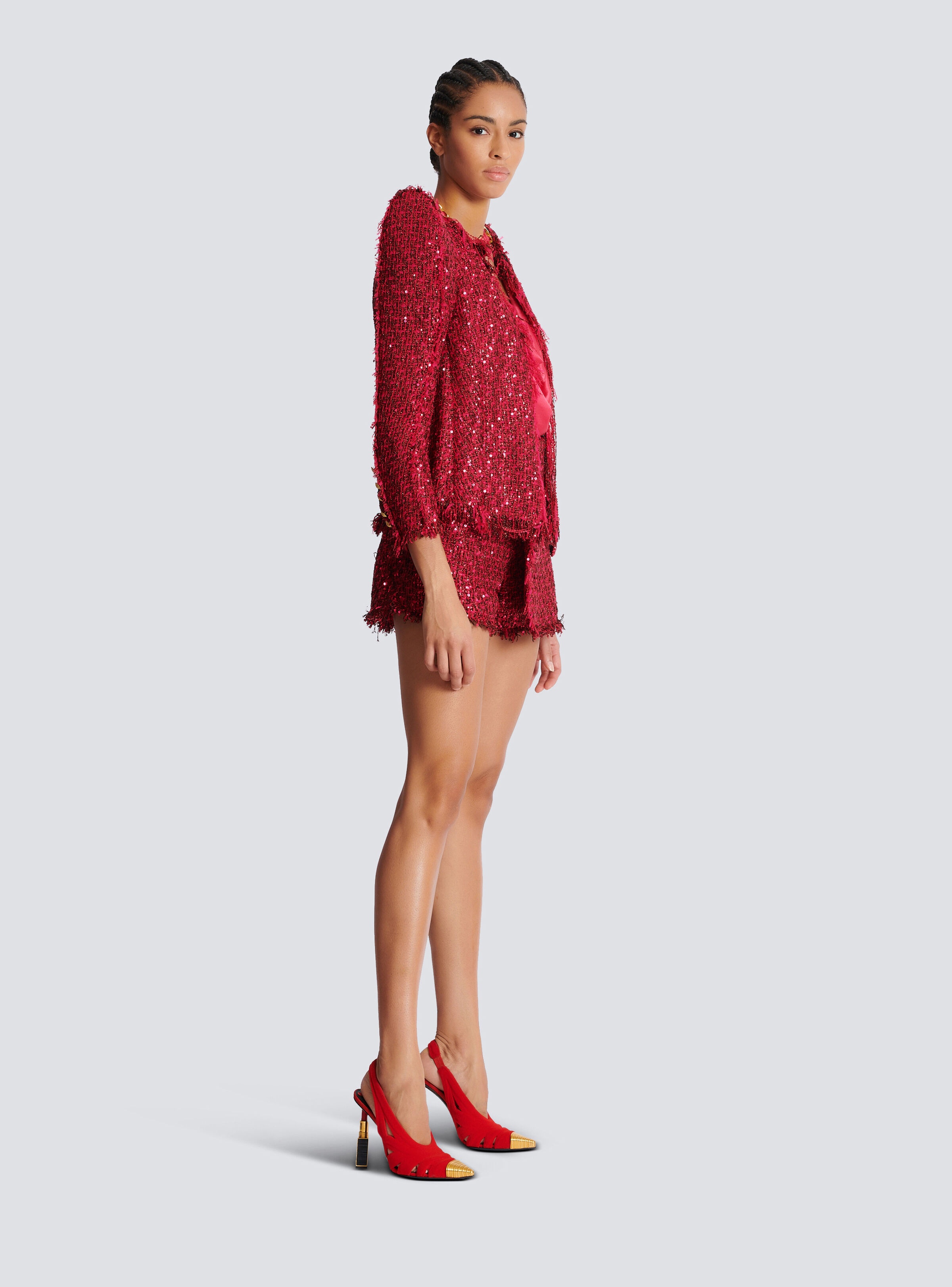 Edge-to-edge sequin tweed jacket - 3