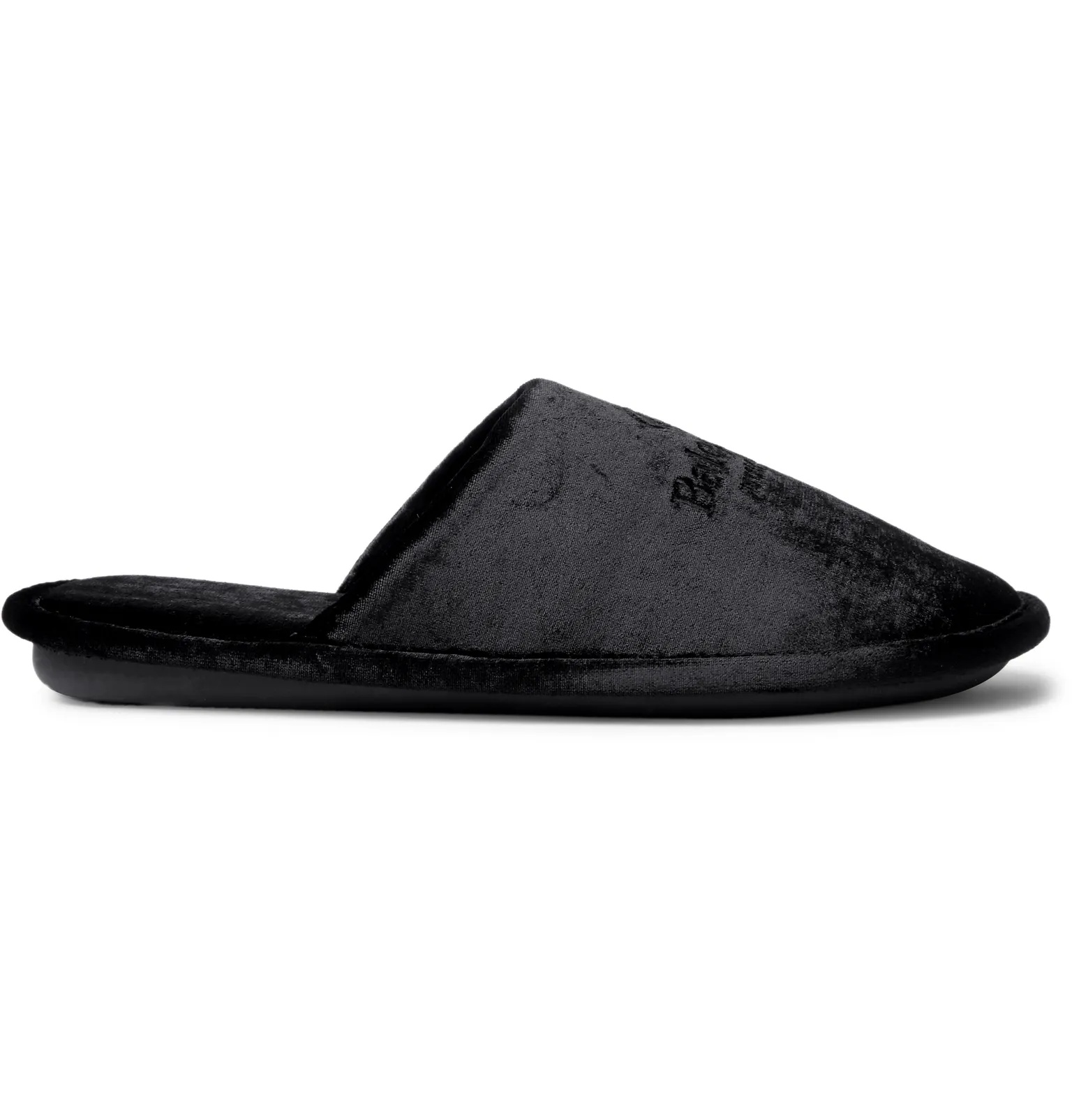 Home Logo-Embroidered Velvet Slippers - 1