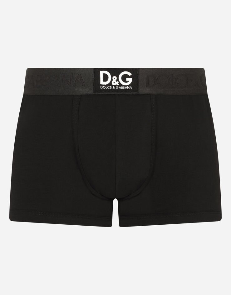 Two-way stretch cotton boxers with D&G patch - 1