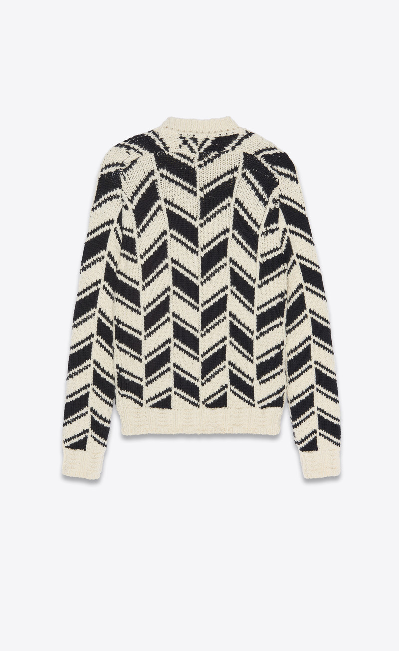 SAINT LAURENT sweater in monochrome chevron jacquard outlook