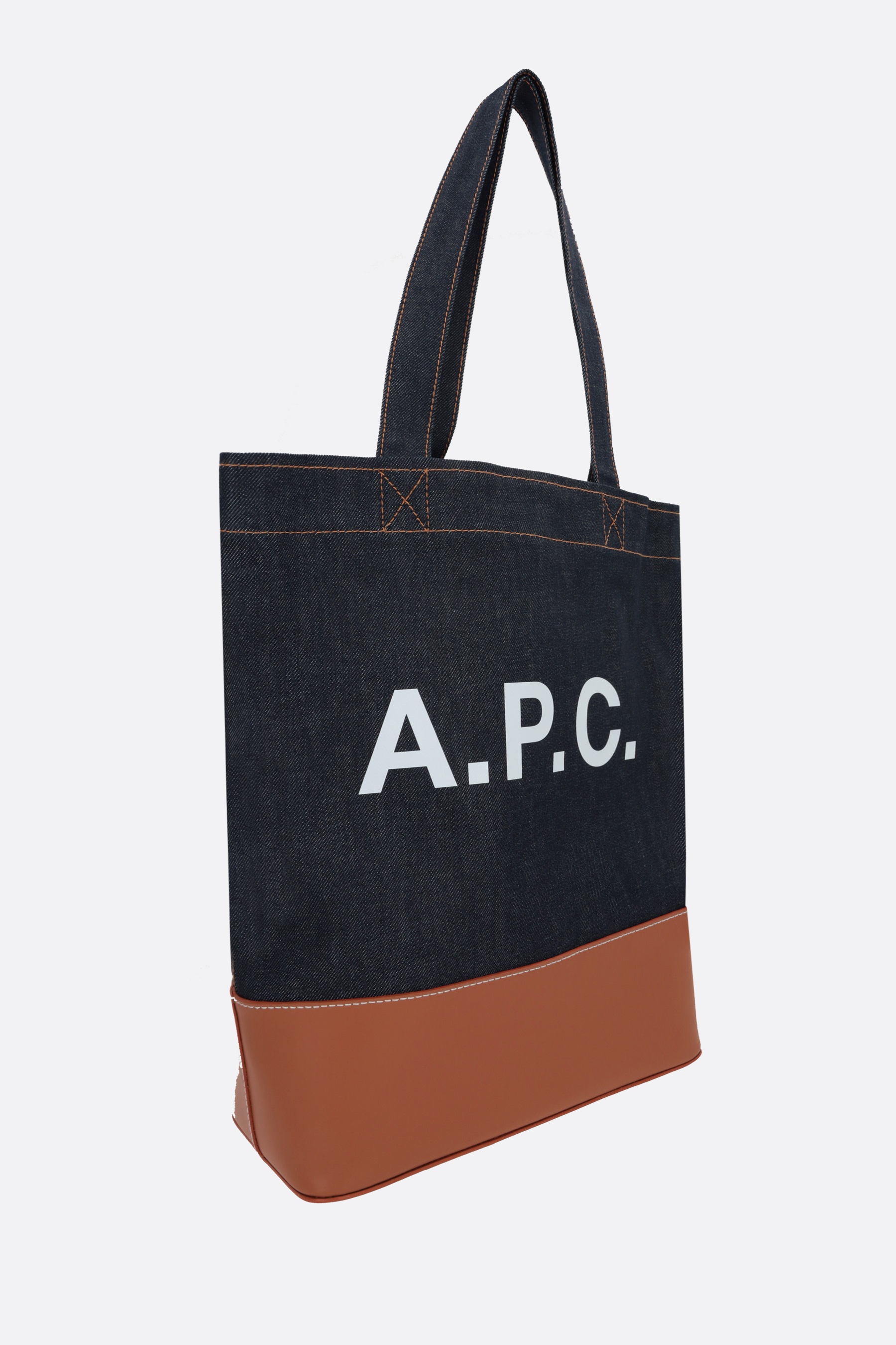 AXEL DENIM AND SMOOTH LEATHER TOTE BAG - 2