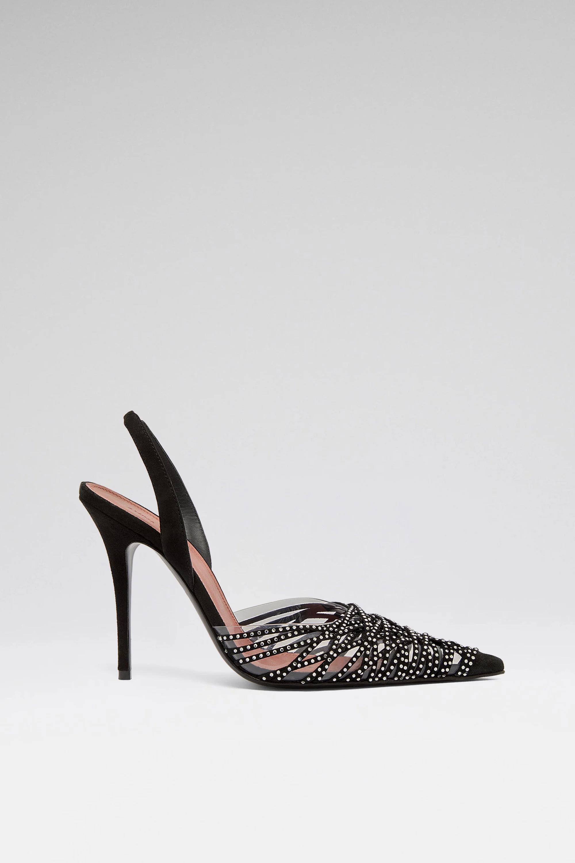 LORI CRYSTAL SLING 105 BLACK SUEDE AND WHITE CRYSTALS - 1