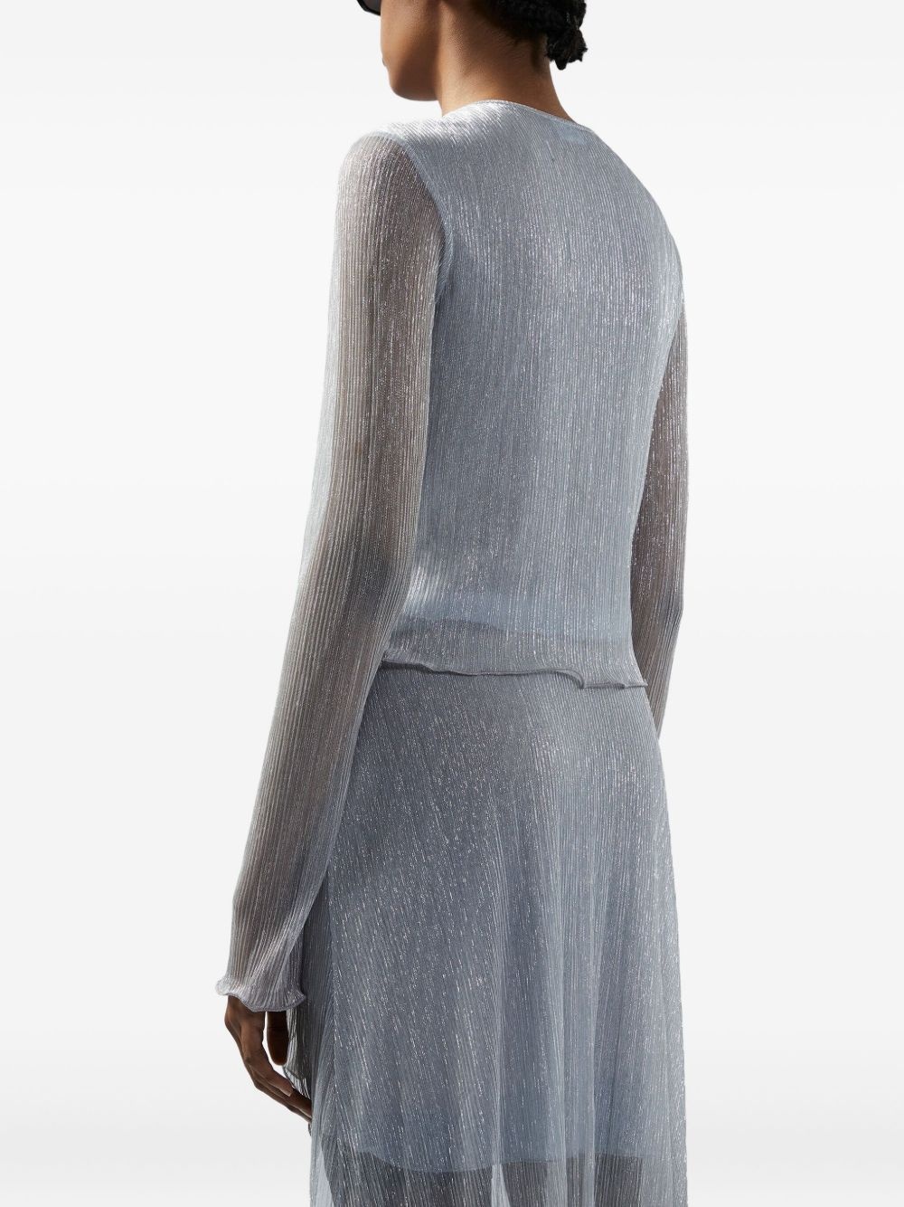 ◆GCDS◆ ROUCHES KNIT LONG SLEEVES TOP DKPAA21040SI GCDS Rouches top | REVERSIBLE